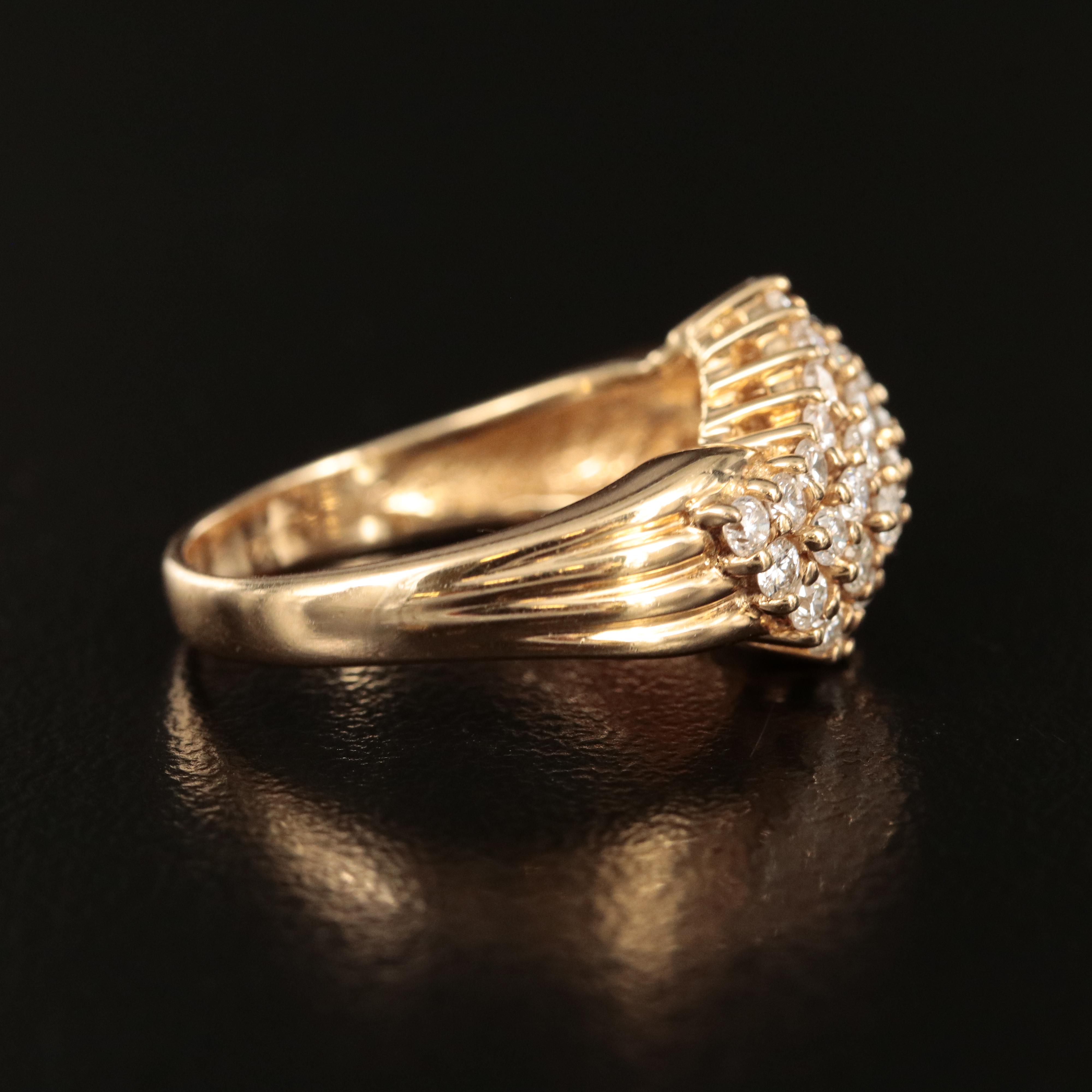 14K 1.00 CTW Diamond Wave Ring