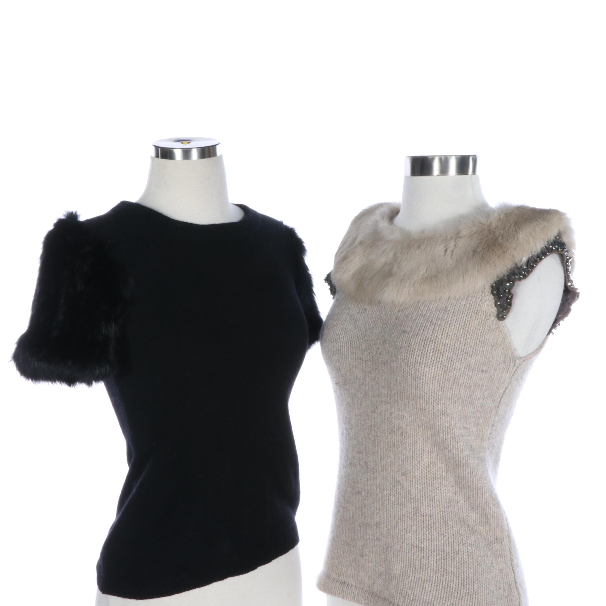 Theory and Poleci Rabbit Fur Knitwear Tops