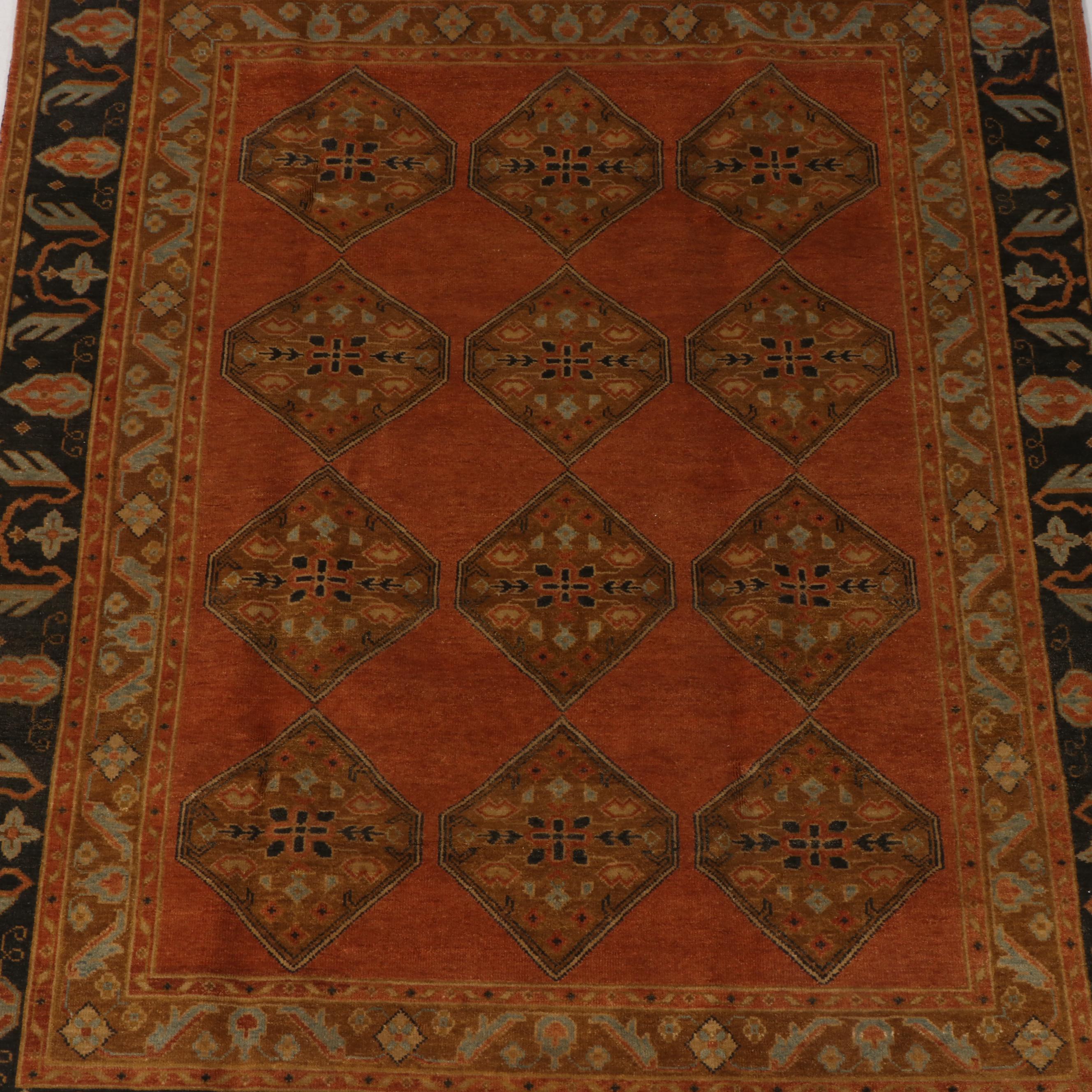 7'8 x 10'1 Hand-Knotted Indian Agra Area Rug