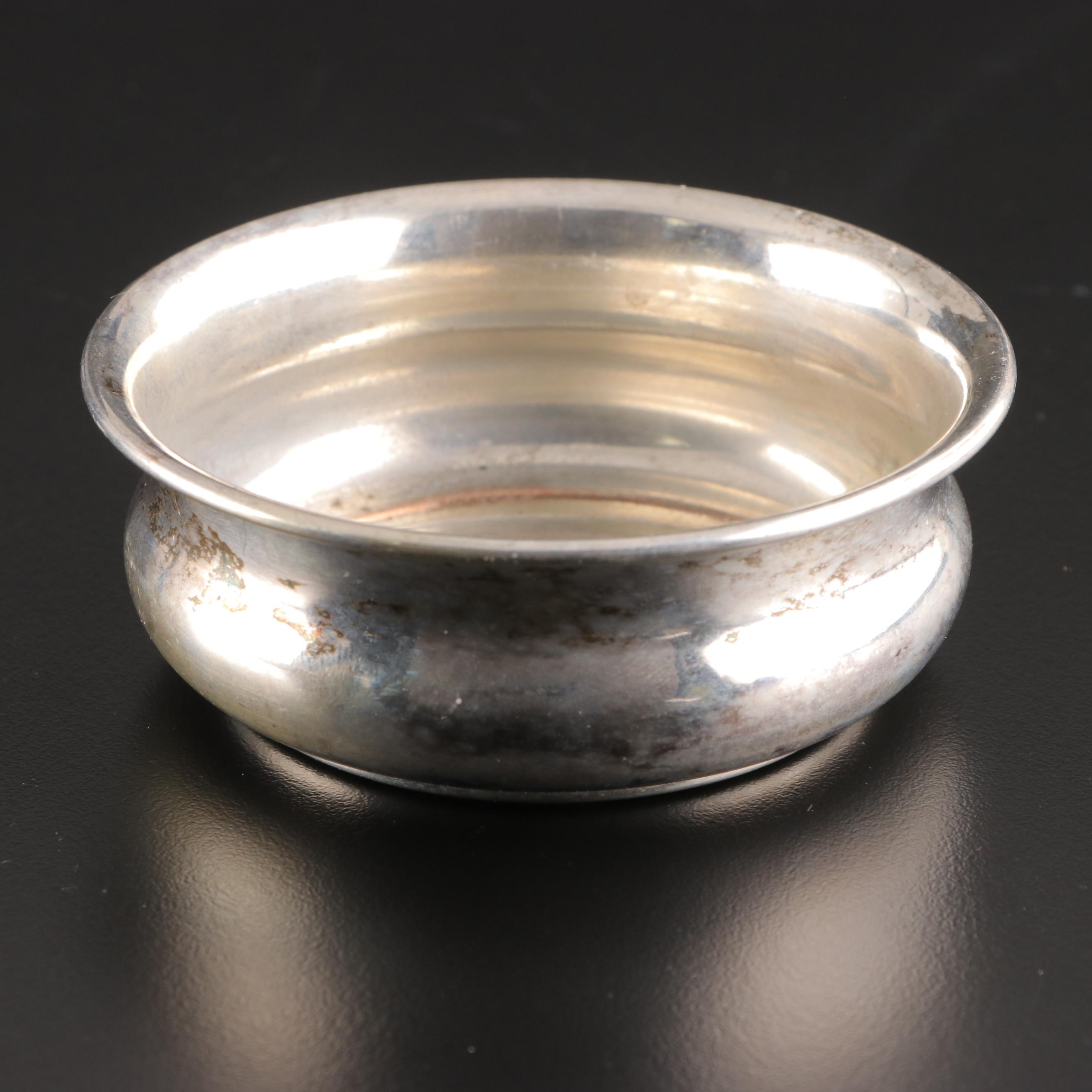 Hammered Silver Plate Footed Bowl with Other Table Accessories and Bell
