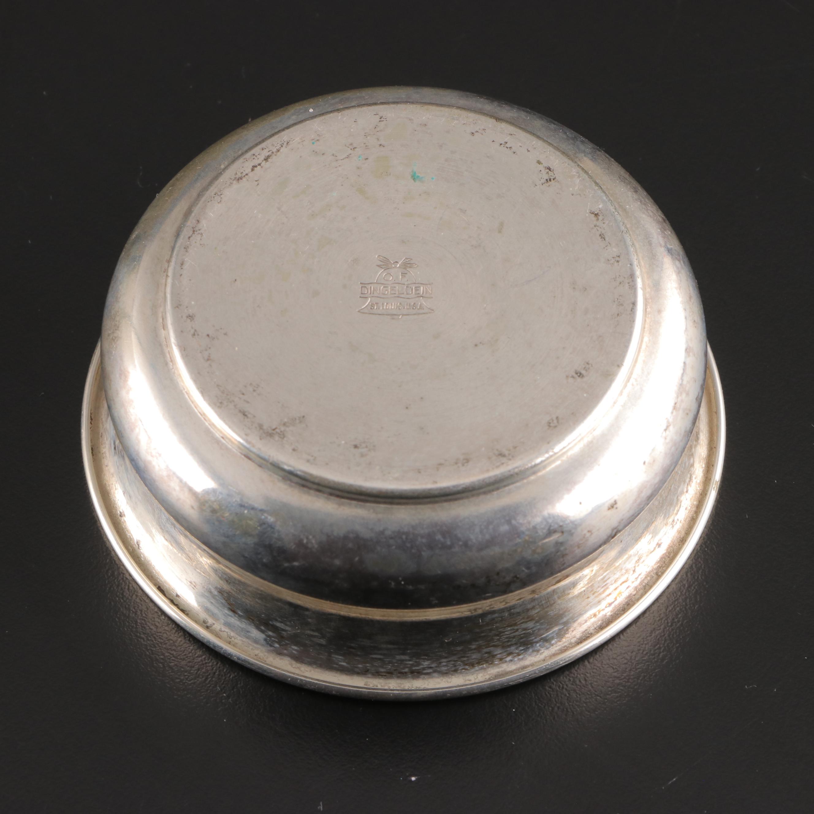 Hammered Silver Plate Footed Bowl with Other Table Accessories and Bell