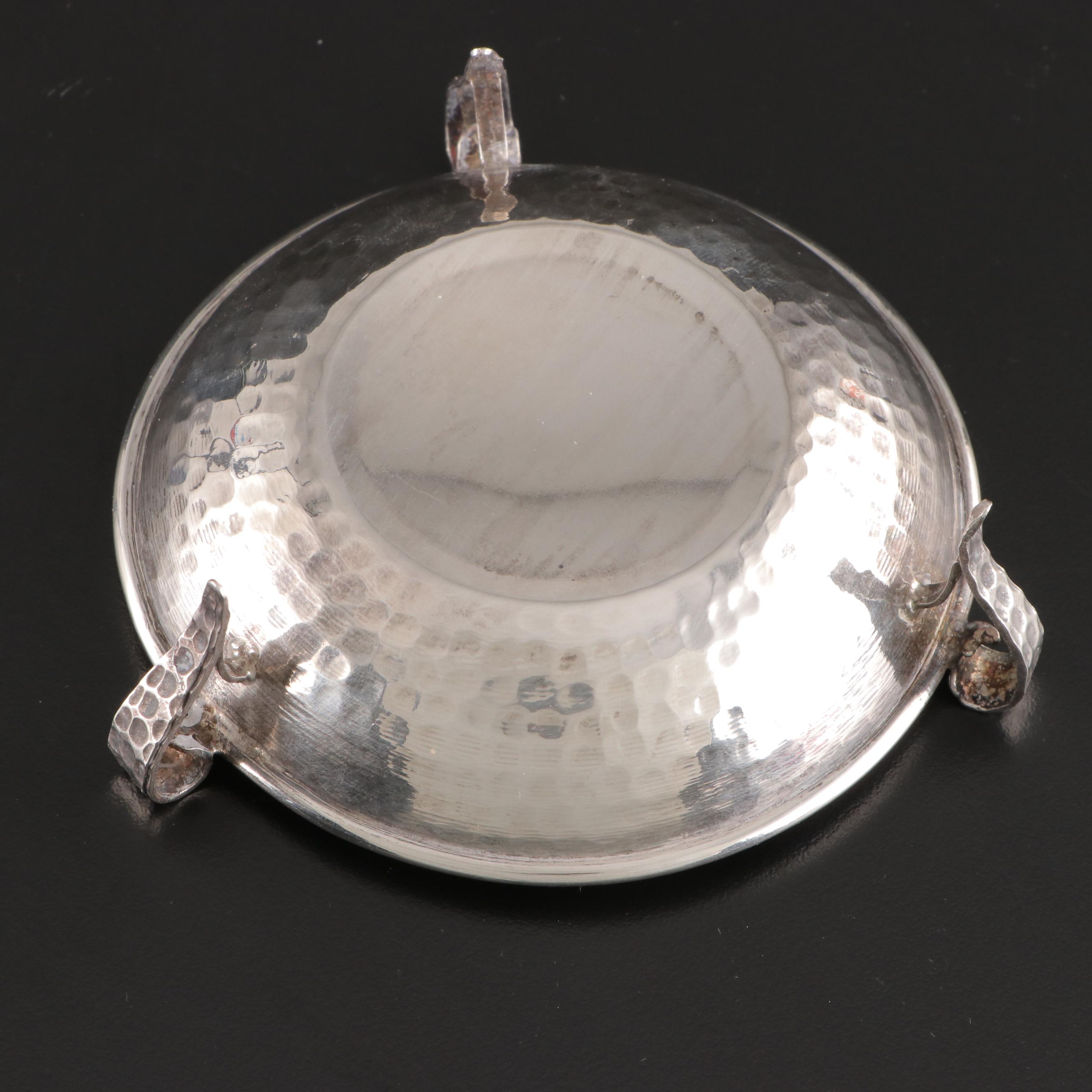 Hammered Silver Plate Footed Bowl with Other Table Accessories and Bell
