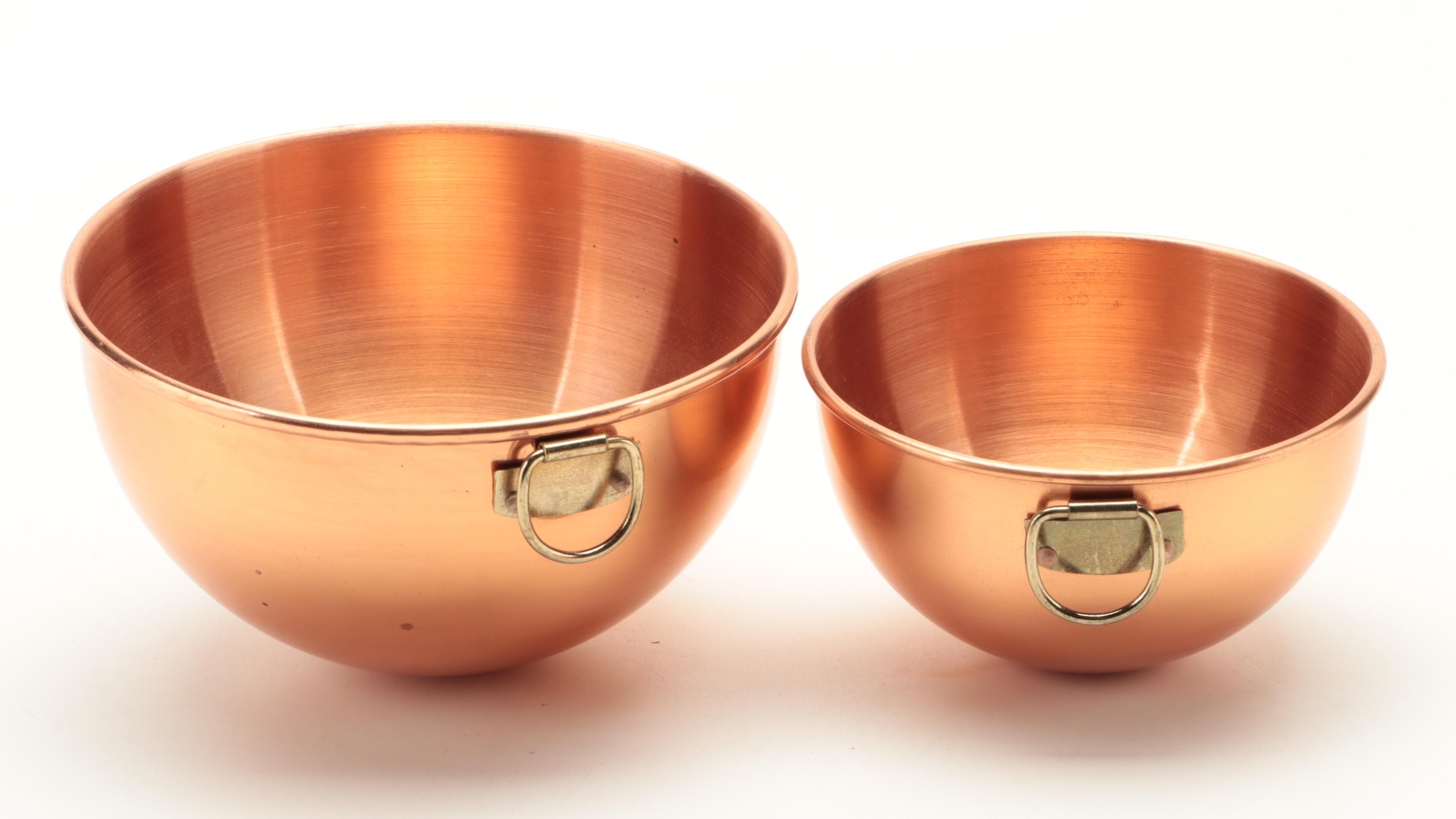 Brass Handled Copper Beating Bowls