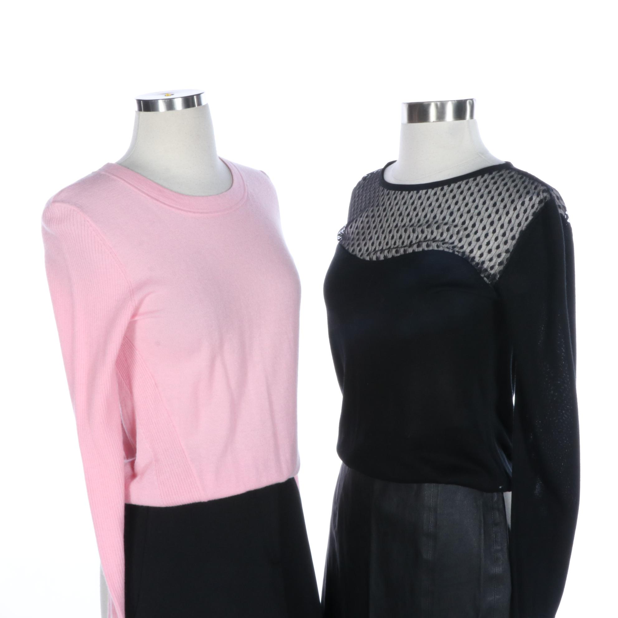 DVF Diane Von Furstenberg Sweater, Netting Top, J Brand Leather Skirt, and More