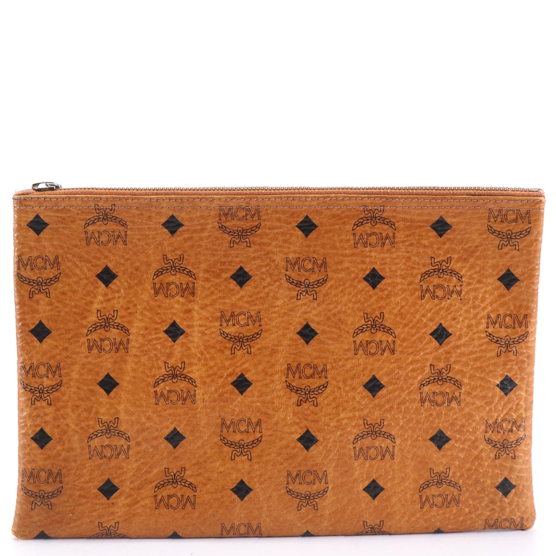 MCM Zip Pouch in Cognac Visetos Leather