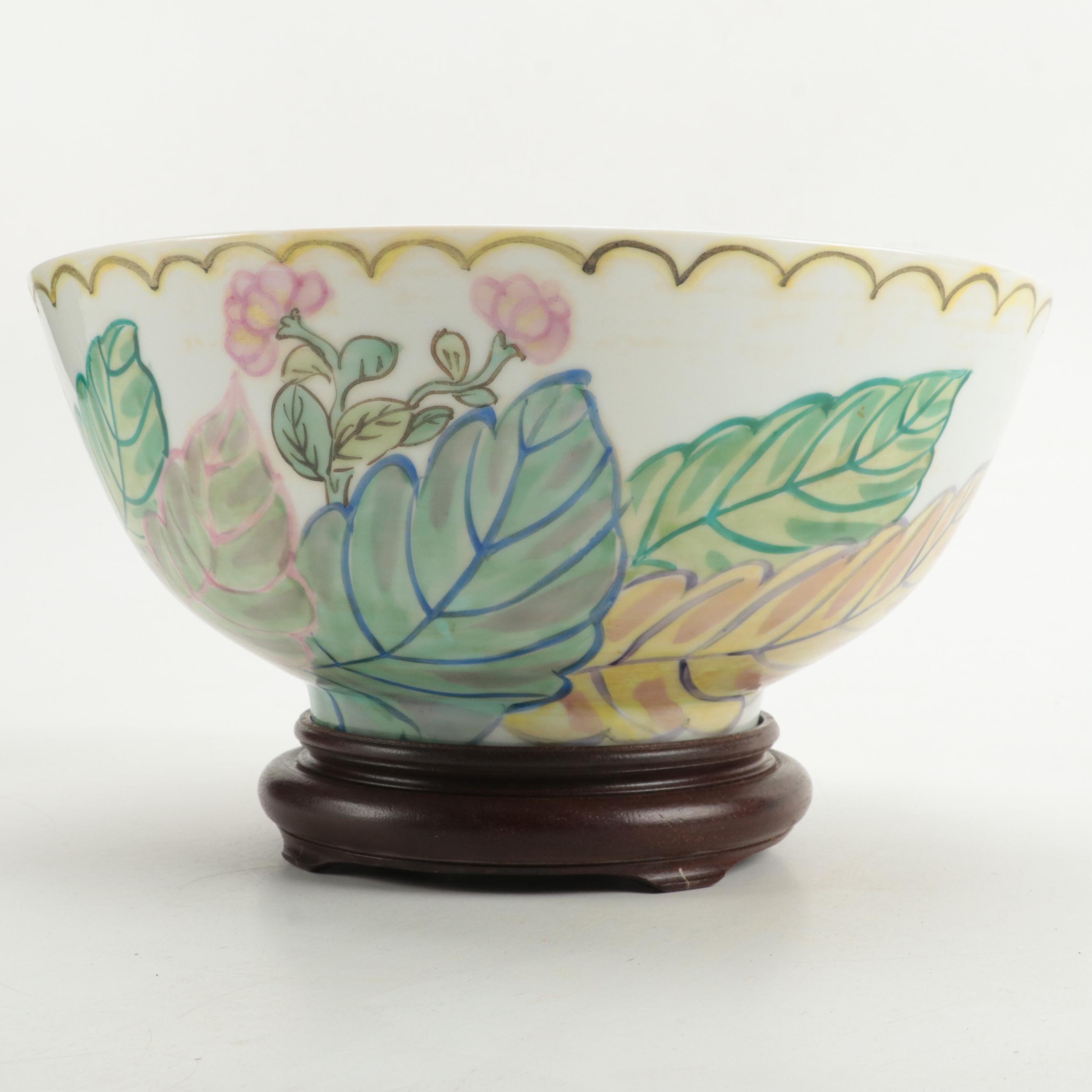 Chinese Porcelain Tobacco Leaf Style Bowl
