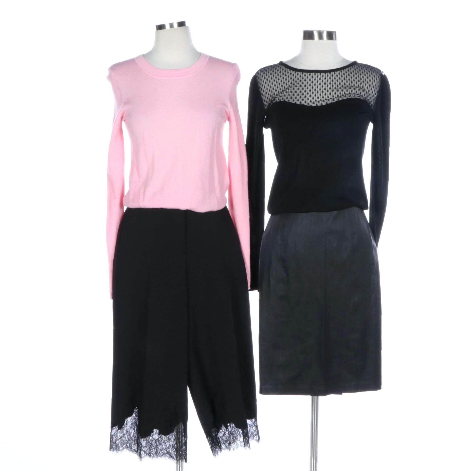 DVF Diane Von Furstenberg Sweater, Netting Top, J Brand Leather Skirt, and More