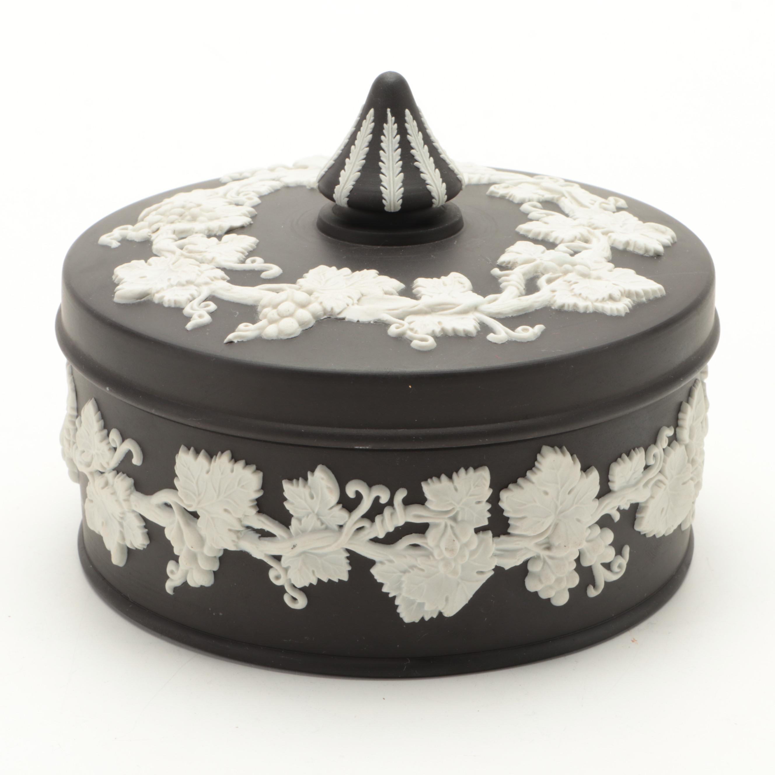 Wedgwood Cream on Black Jasperware Lidded Boxes and More Décor
