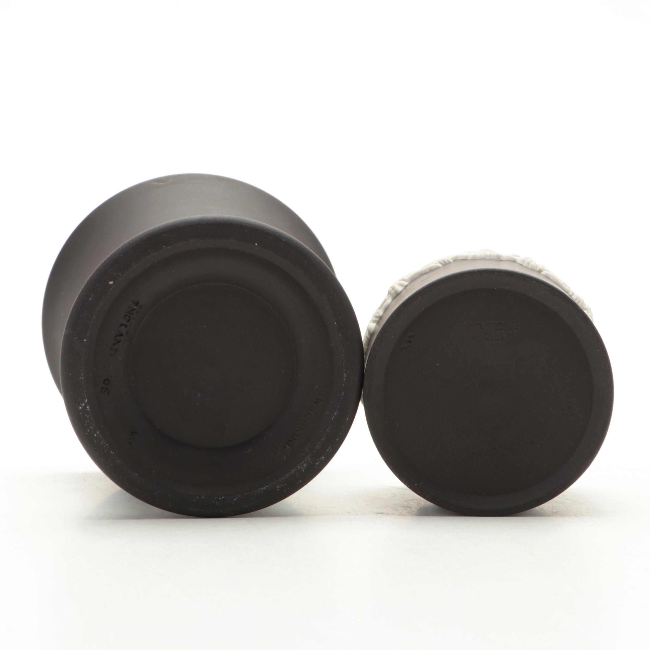 Wedgwood Cream on Black Jasperware Lidded Boxes and More Décor