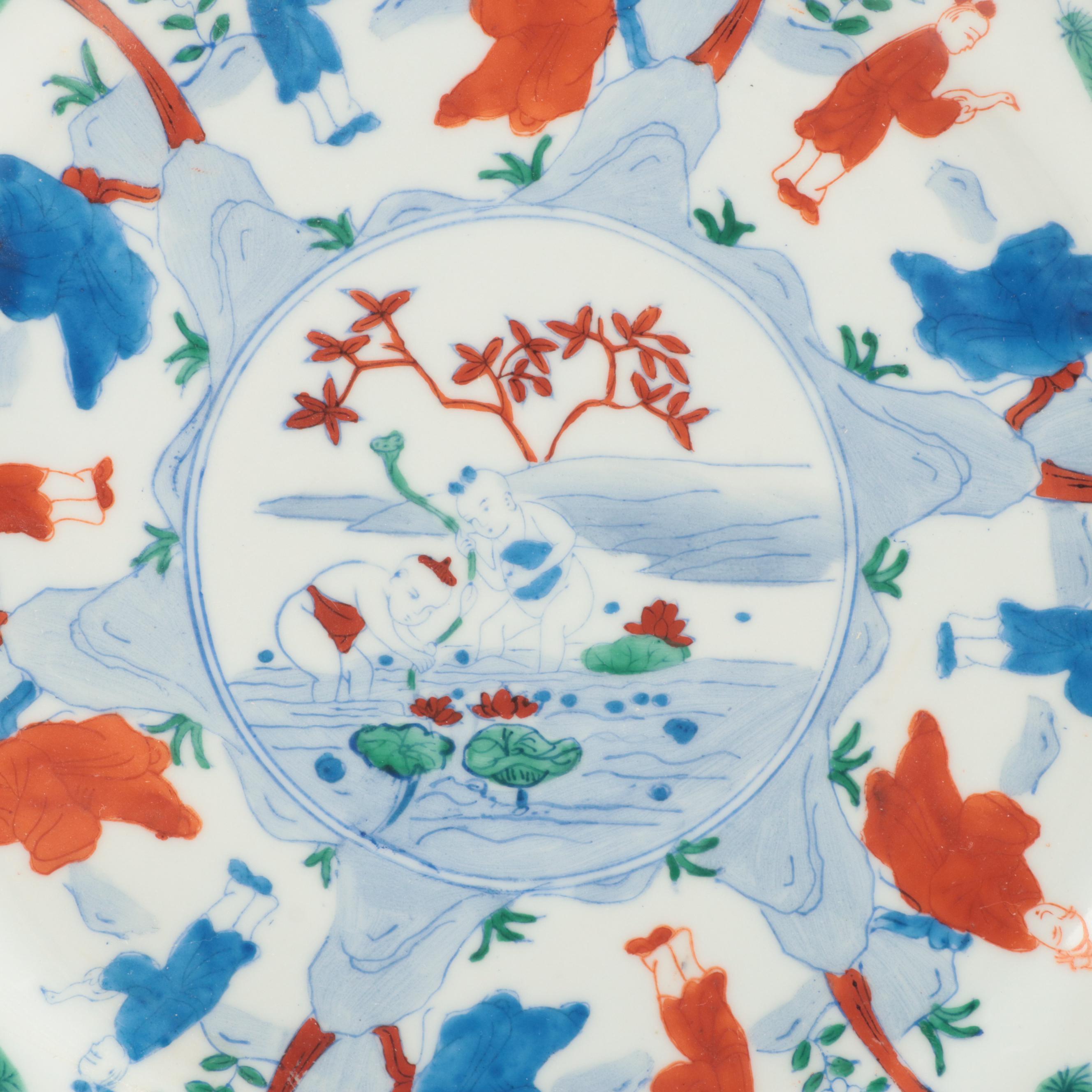 Chinese Porcelain Wanli Style Porcelain Plate and Other Japanese Bowl