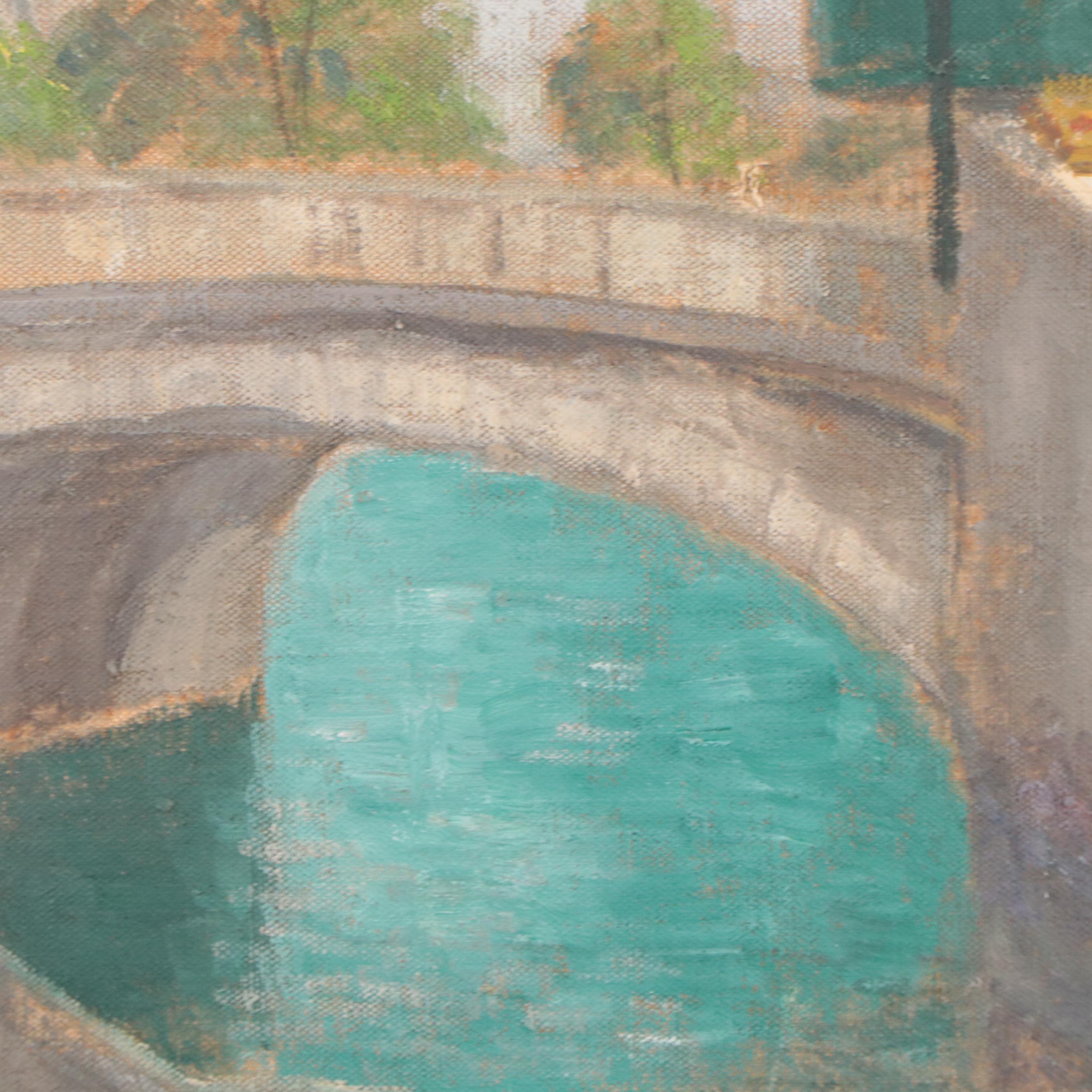 Hildegard Hume Hamilton Oil Painting of Parisian Street Scene, 1965