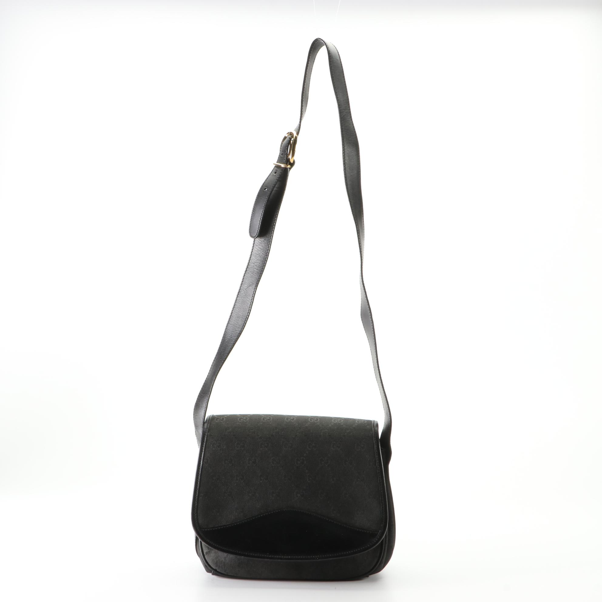 Gucci GG Canvas and Leather Flap Shoulder Bag