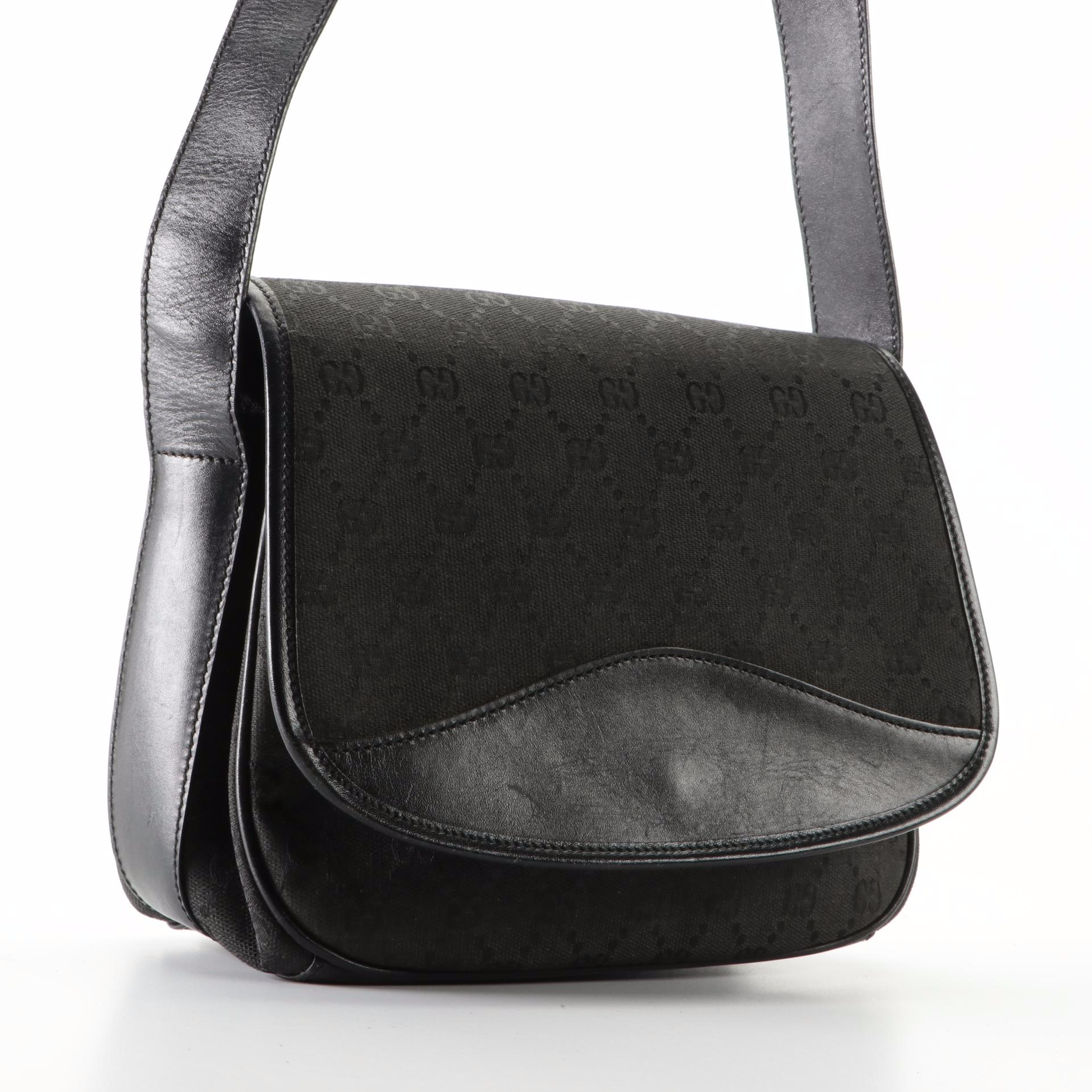 Gucci GG Canvas and Leather Flap Shoulder Bag