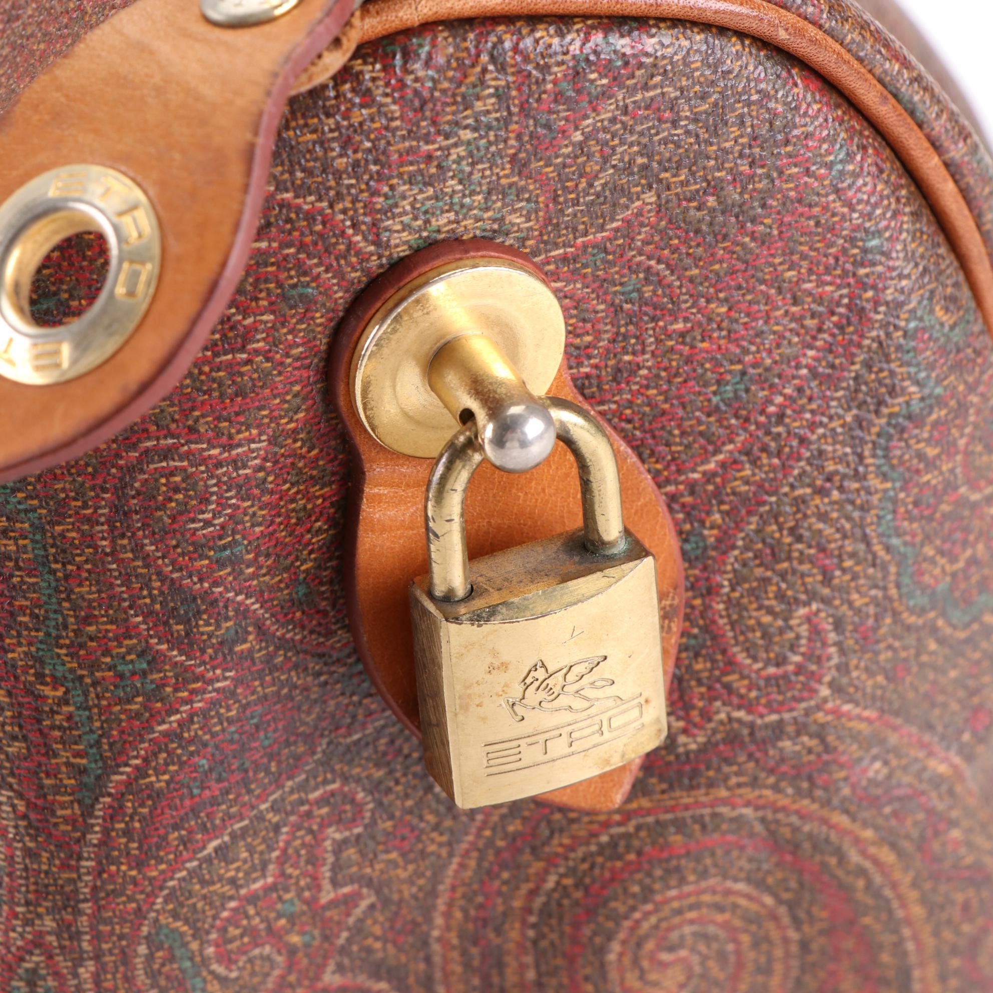 ETRO Boston Handbag in Paisley Coated Canvas and Leather