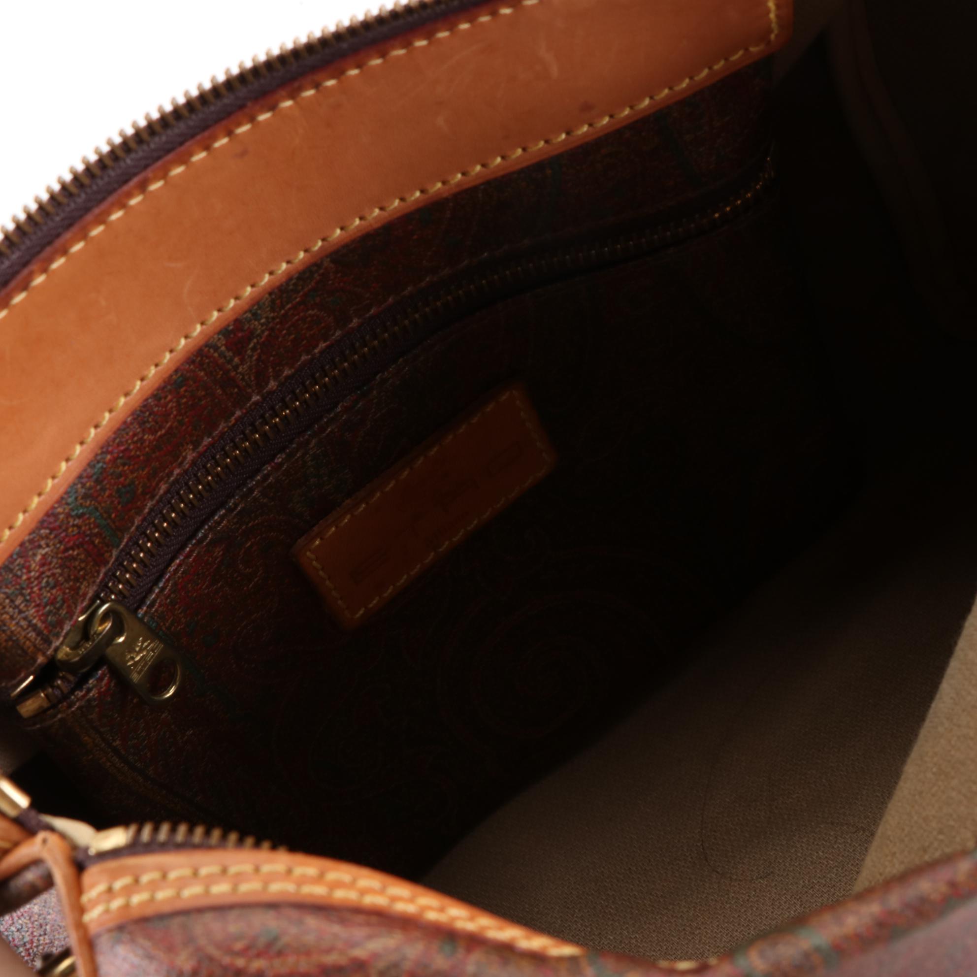 ETRO Boston Handbag in Paisley Coated Canvas and Leather