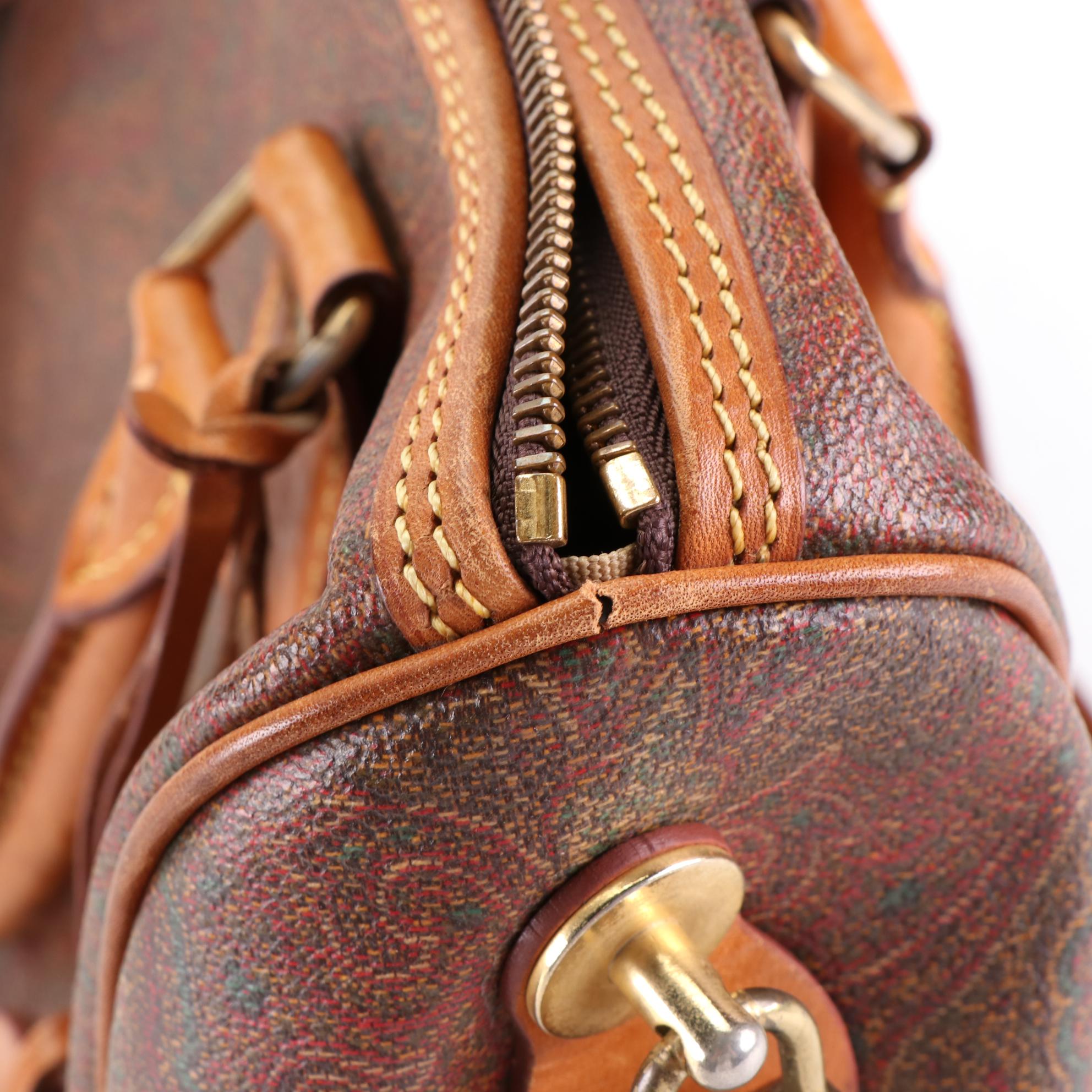 ETRO Boston Handbag in Paisley Coated Canvas and Leather