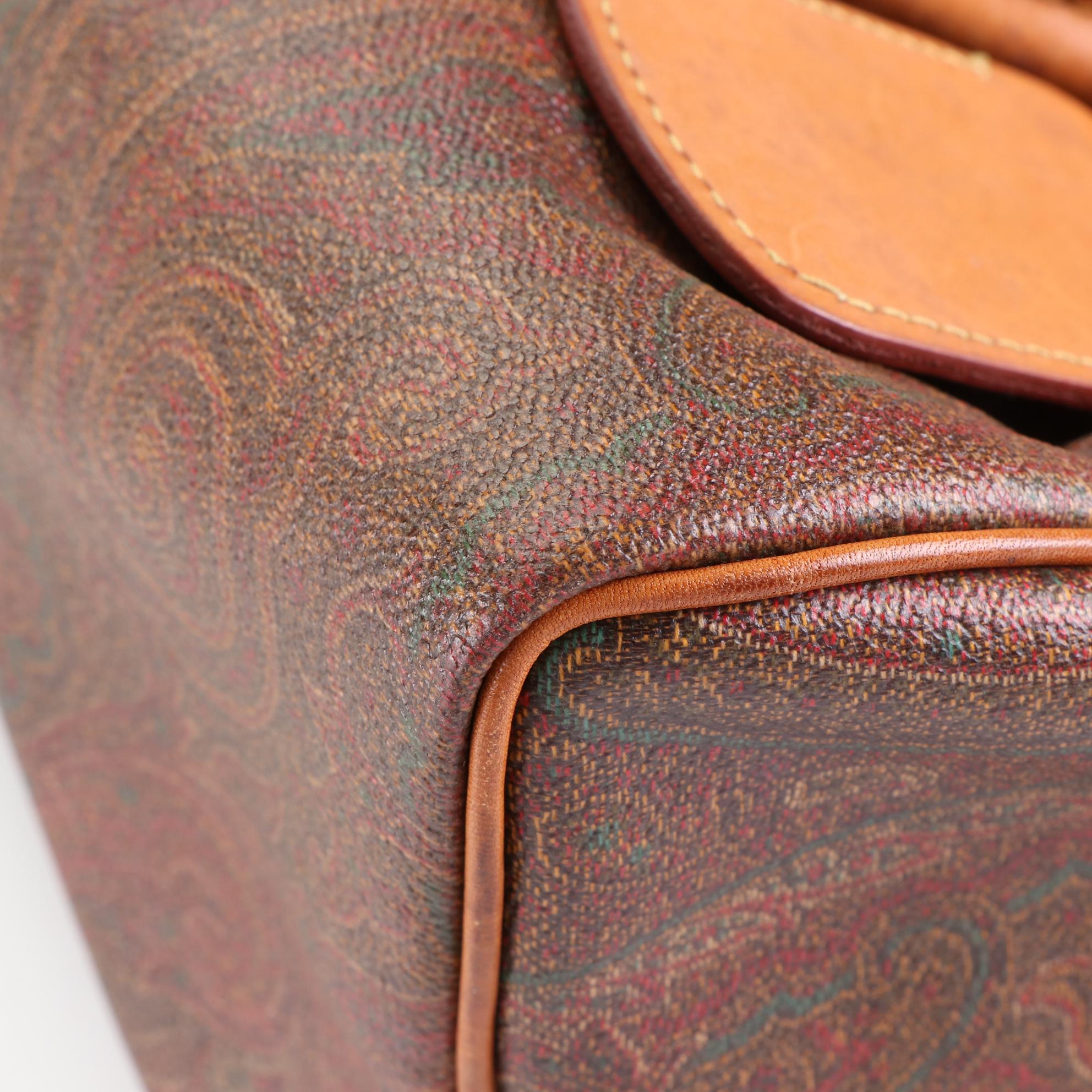 ETRO Boston Handbag in Paisley Coated Canvas and Leather
