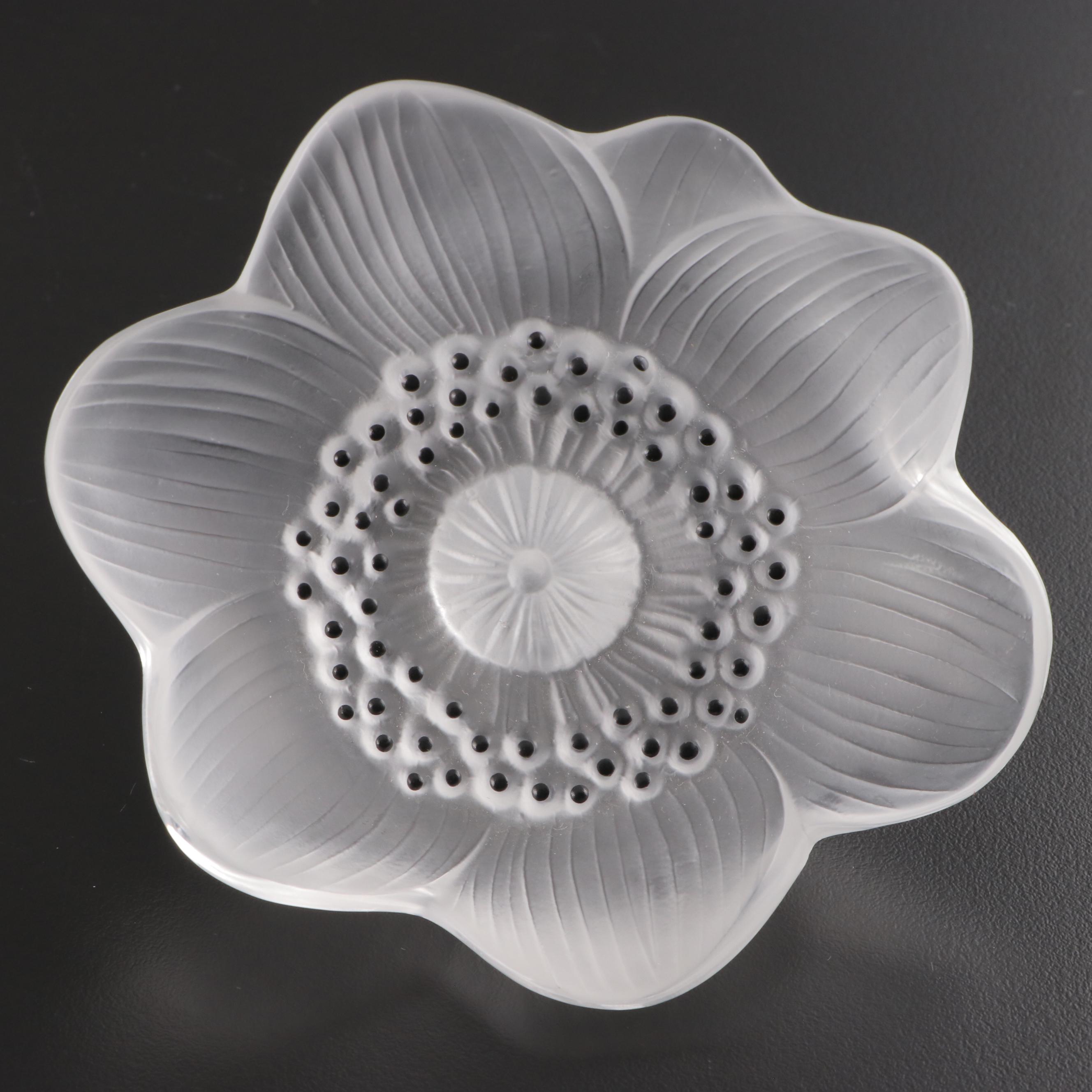 Lalique "Anemone" Frosted Crystal Flower Figurine