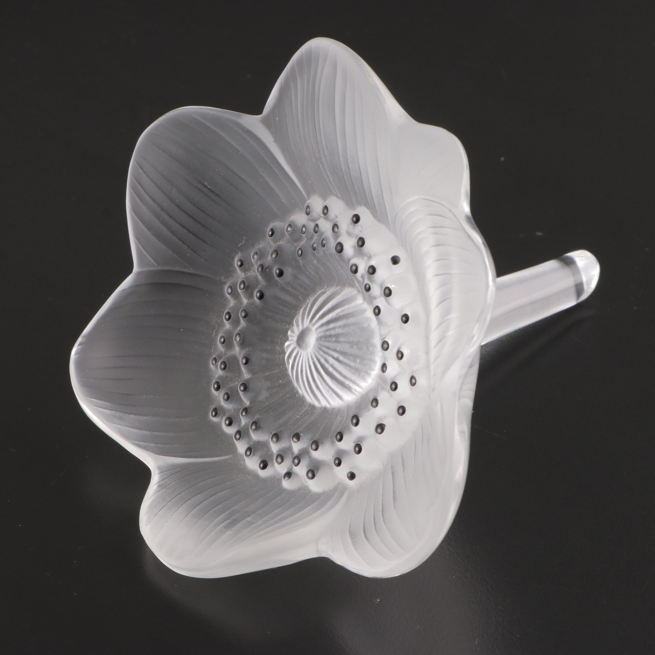 Lalique "Anemone" Frosted Crystal Flower Figurine