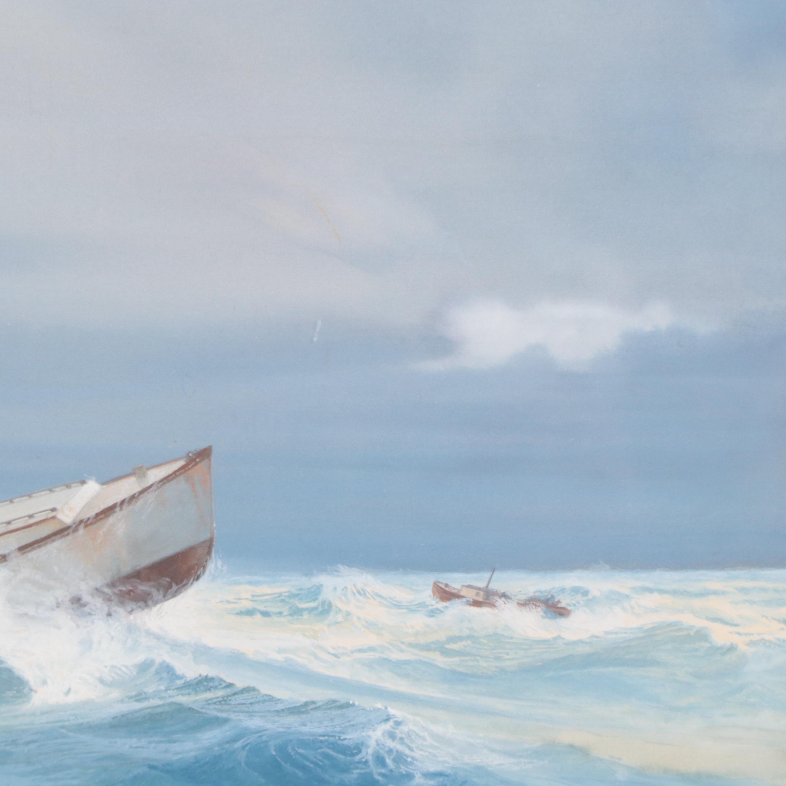 Raul Mina-Mora Seascape Gouache Painting "Lobster Boat," 1978