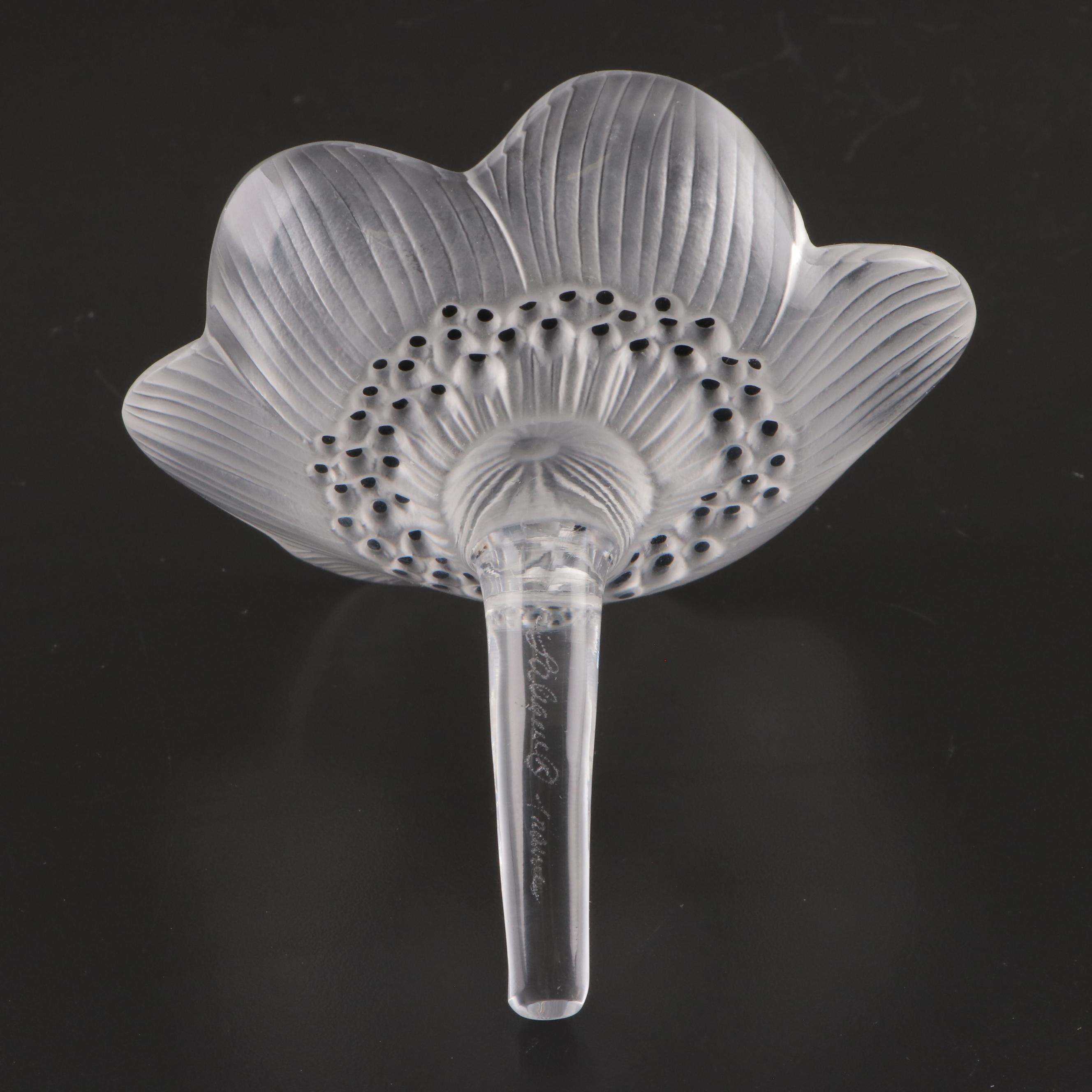 Lalique "Anemone" Frosted Crystal Flower Figurine
