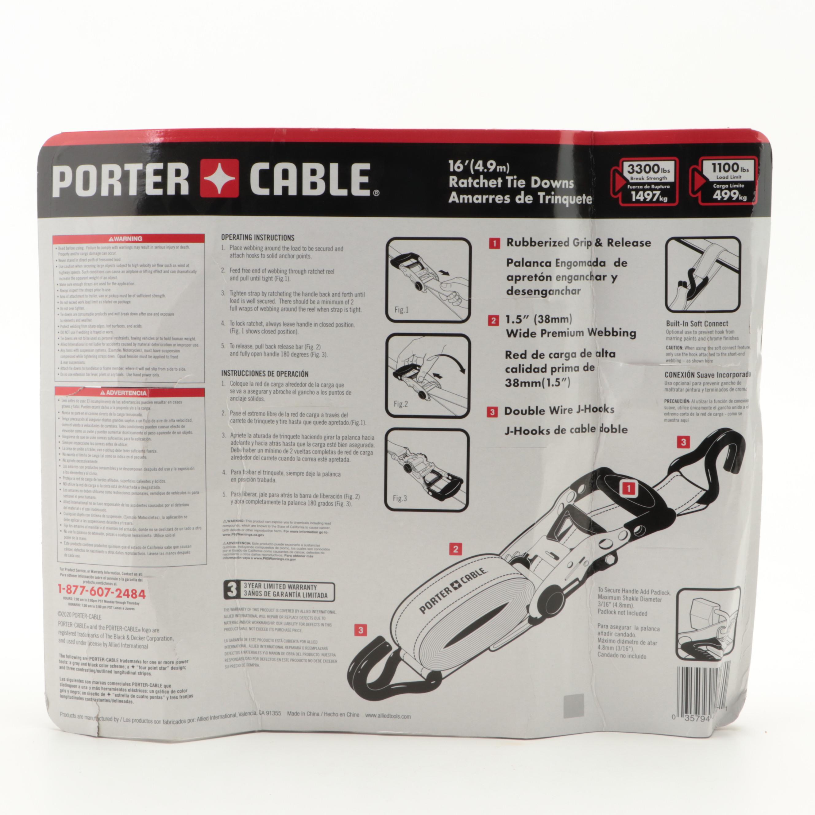 Porter-Cable 16' Ratchet Tie Downs