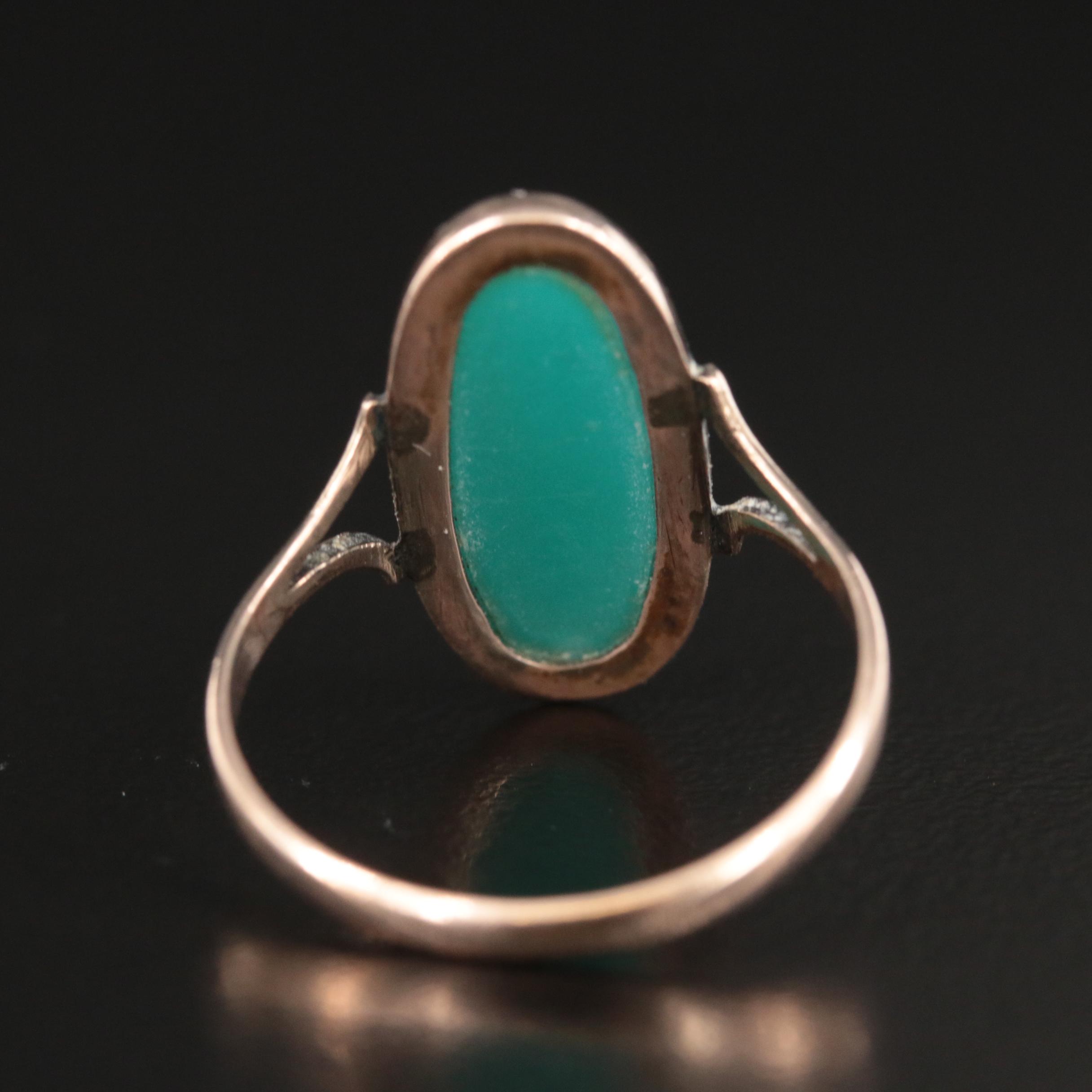 Vintage 8K Chalcedony Navette Ring