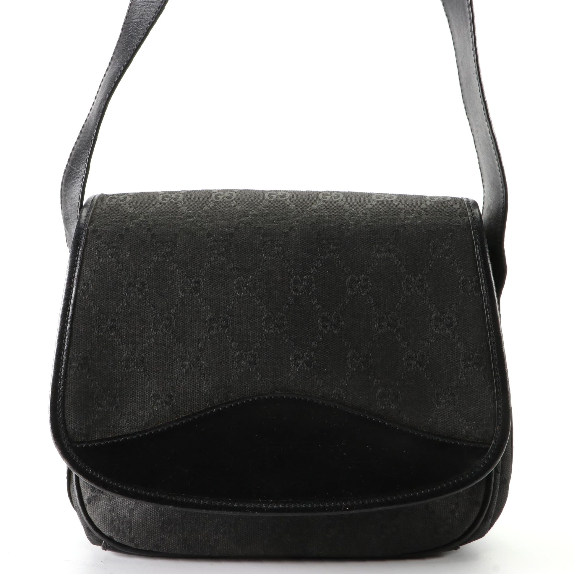 Gucci GG Canvas and Leather Flap Shoulder Bag