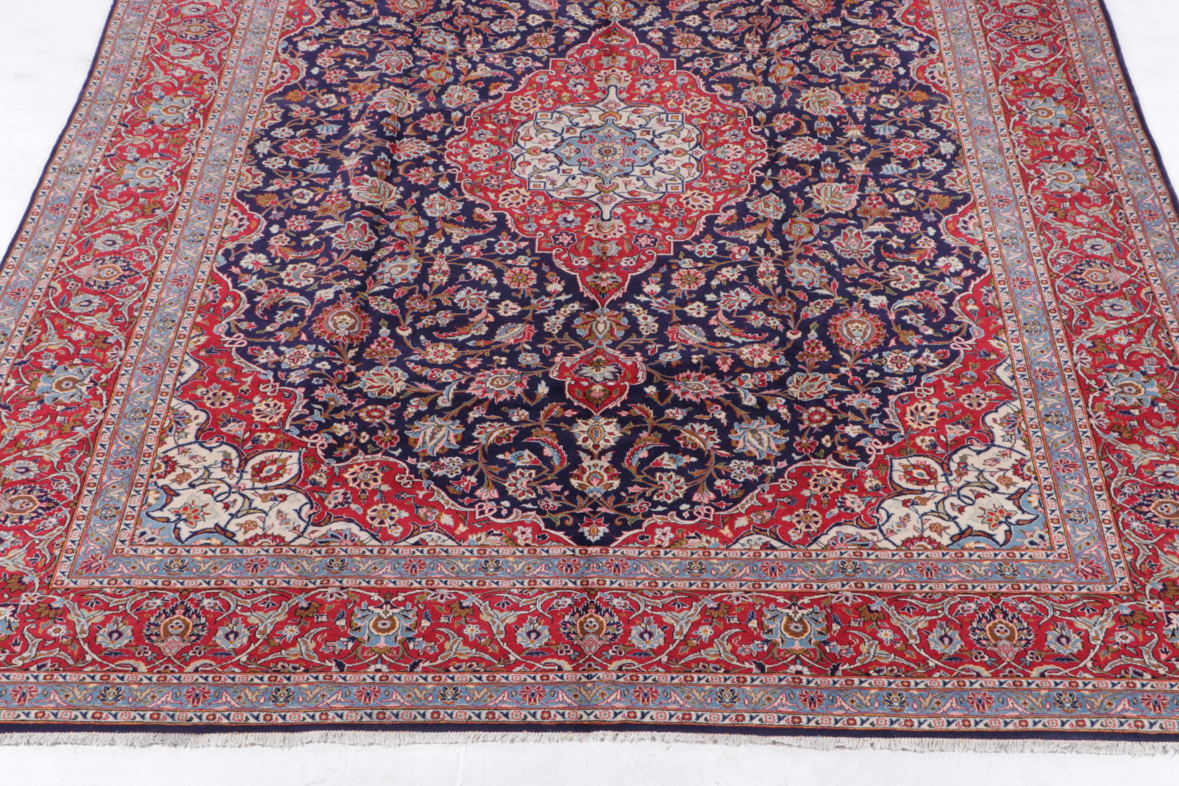 11'5 x 16'4 Hand-Knotted Persian Kashan Room Sized Rug