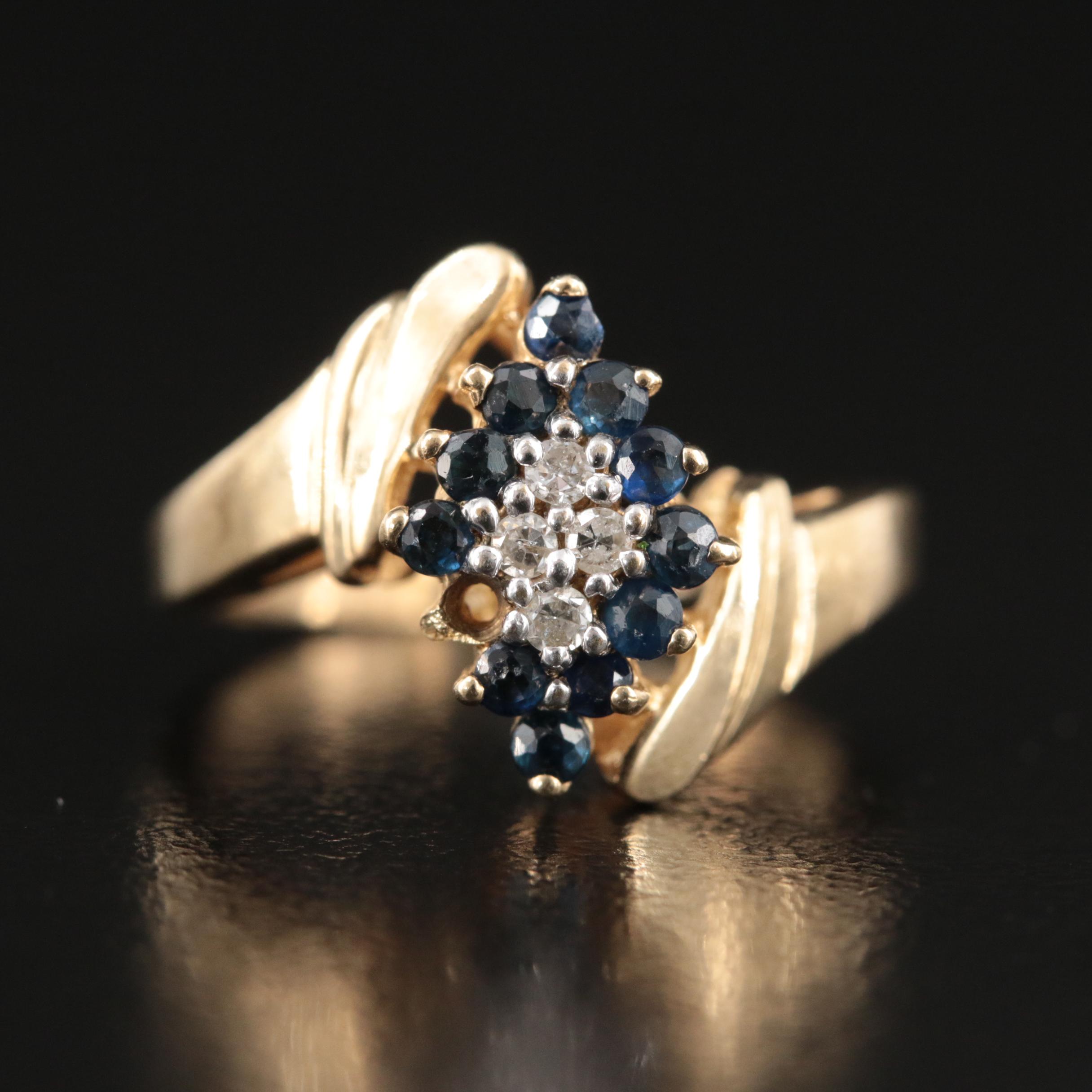 10K Diamond and Sapphire Ring
