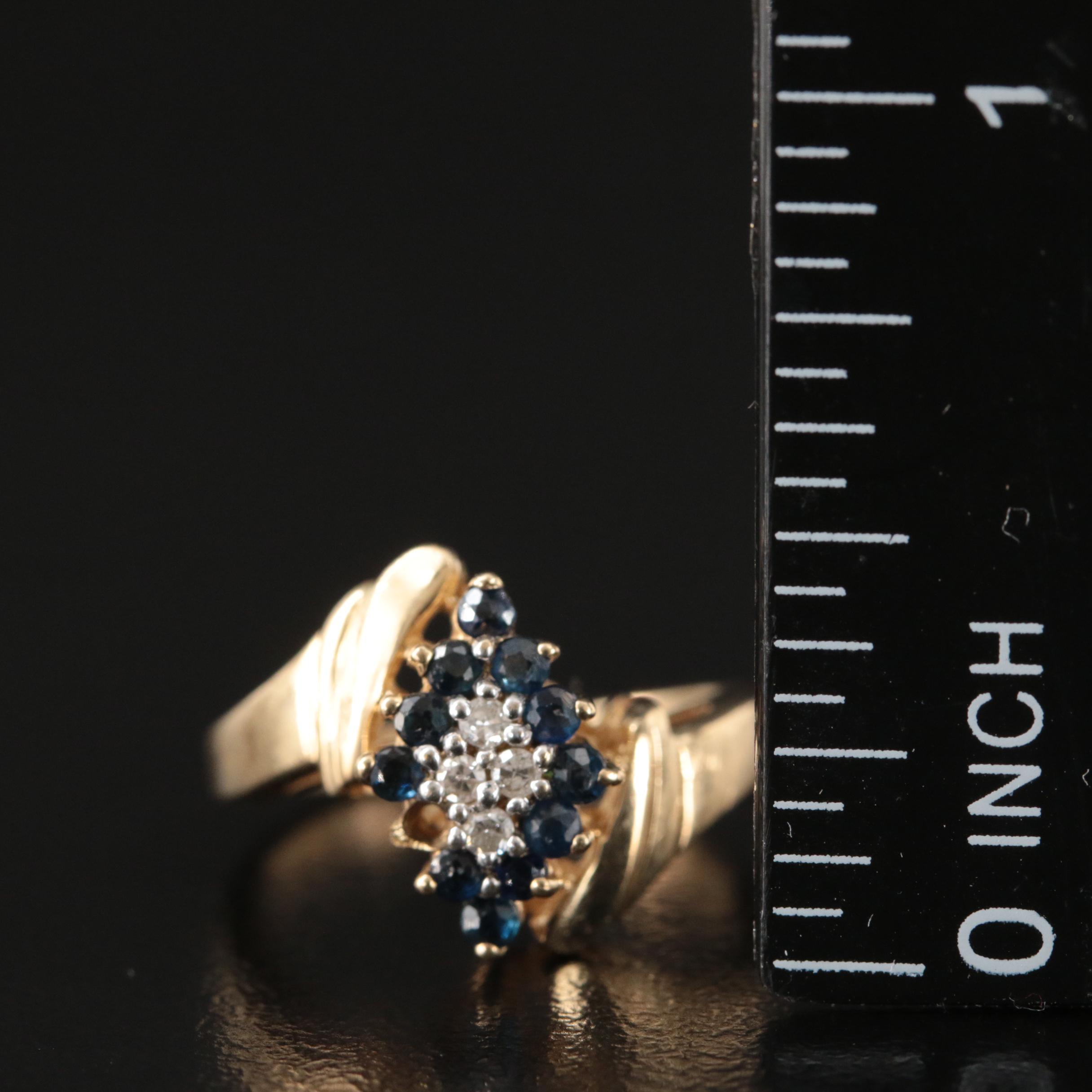 10K Diamond and Sapphire Ring