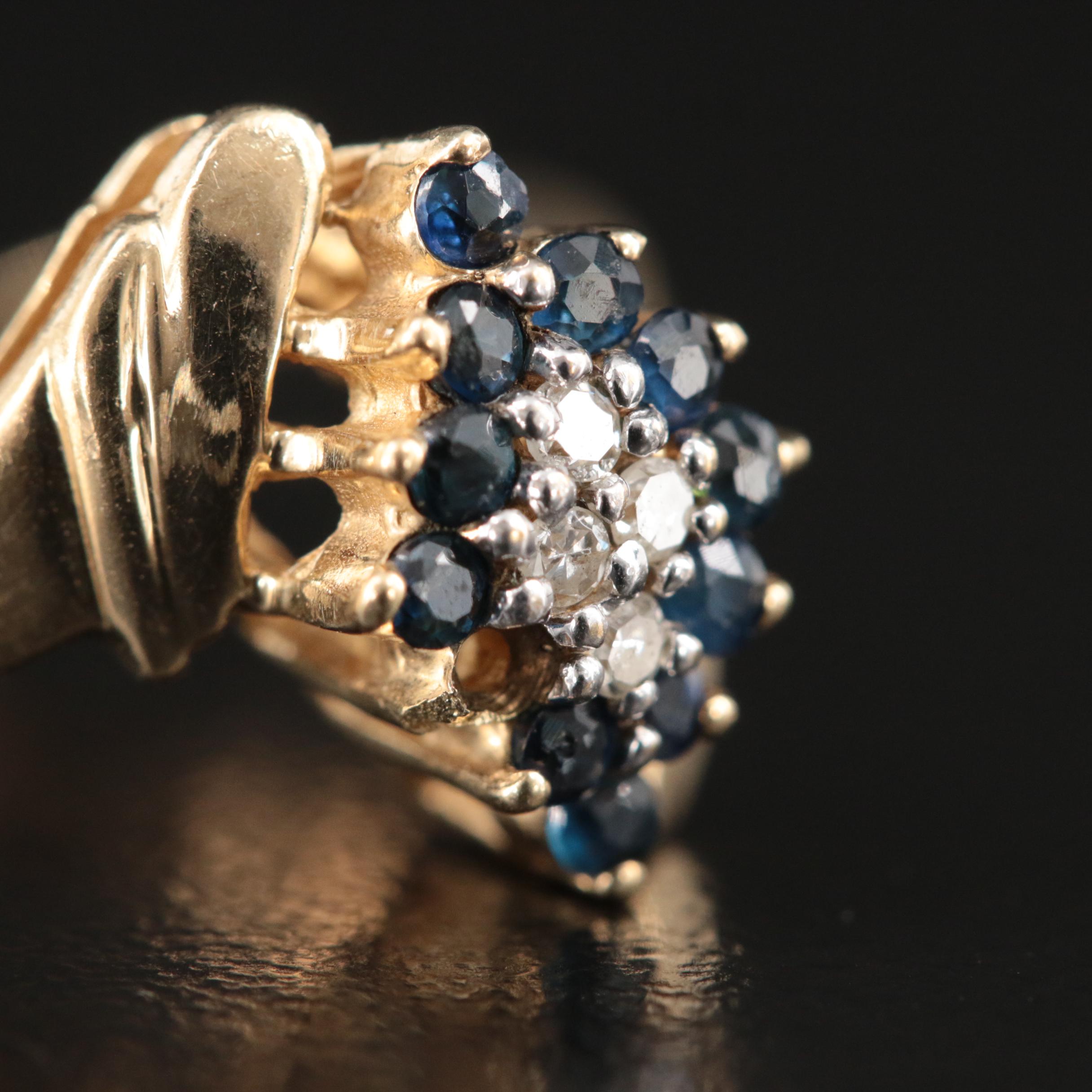 10K Diamond and Sapphire Ring
