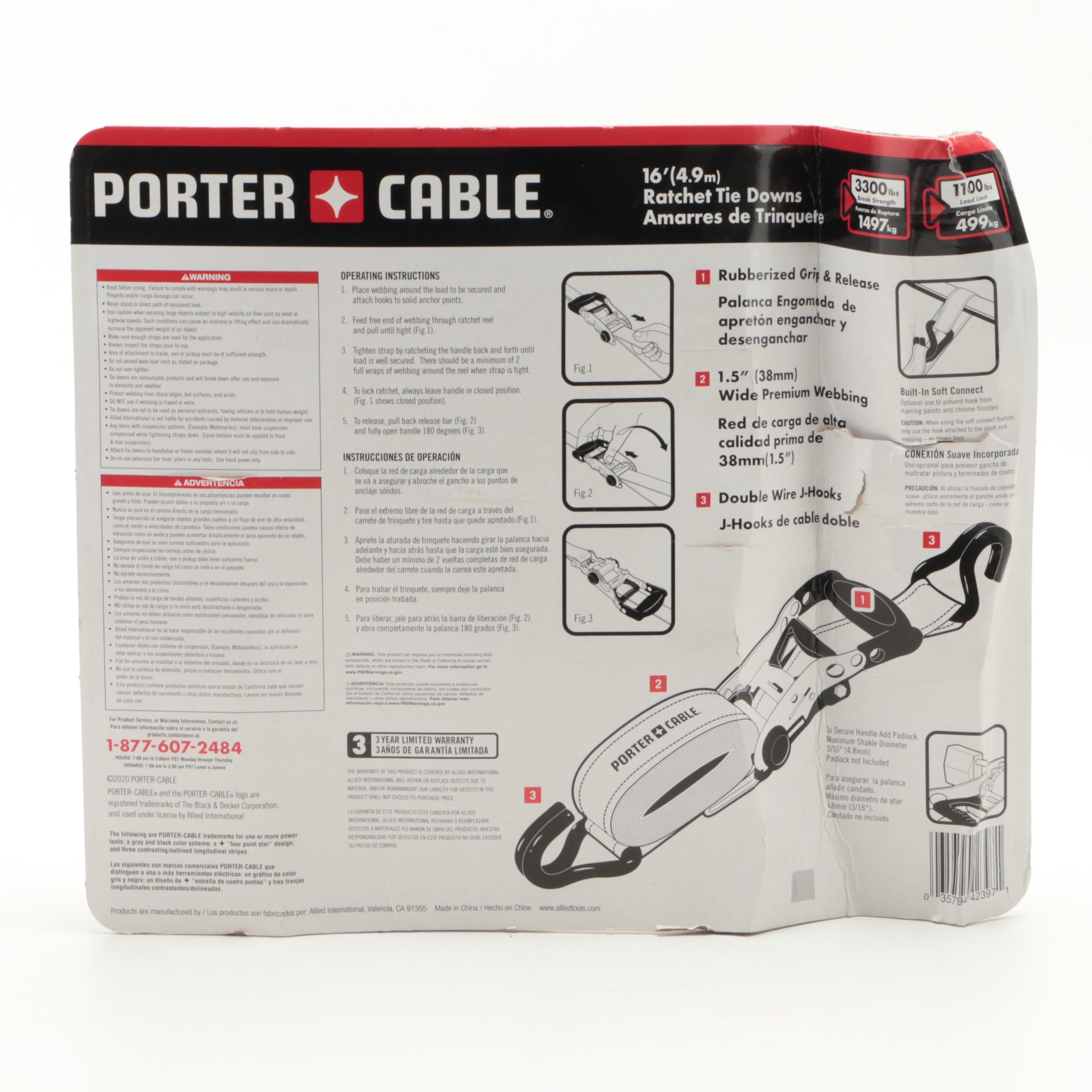 Porter-Cable 16' Ratchet Tie Downs