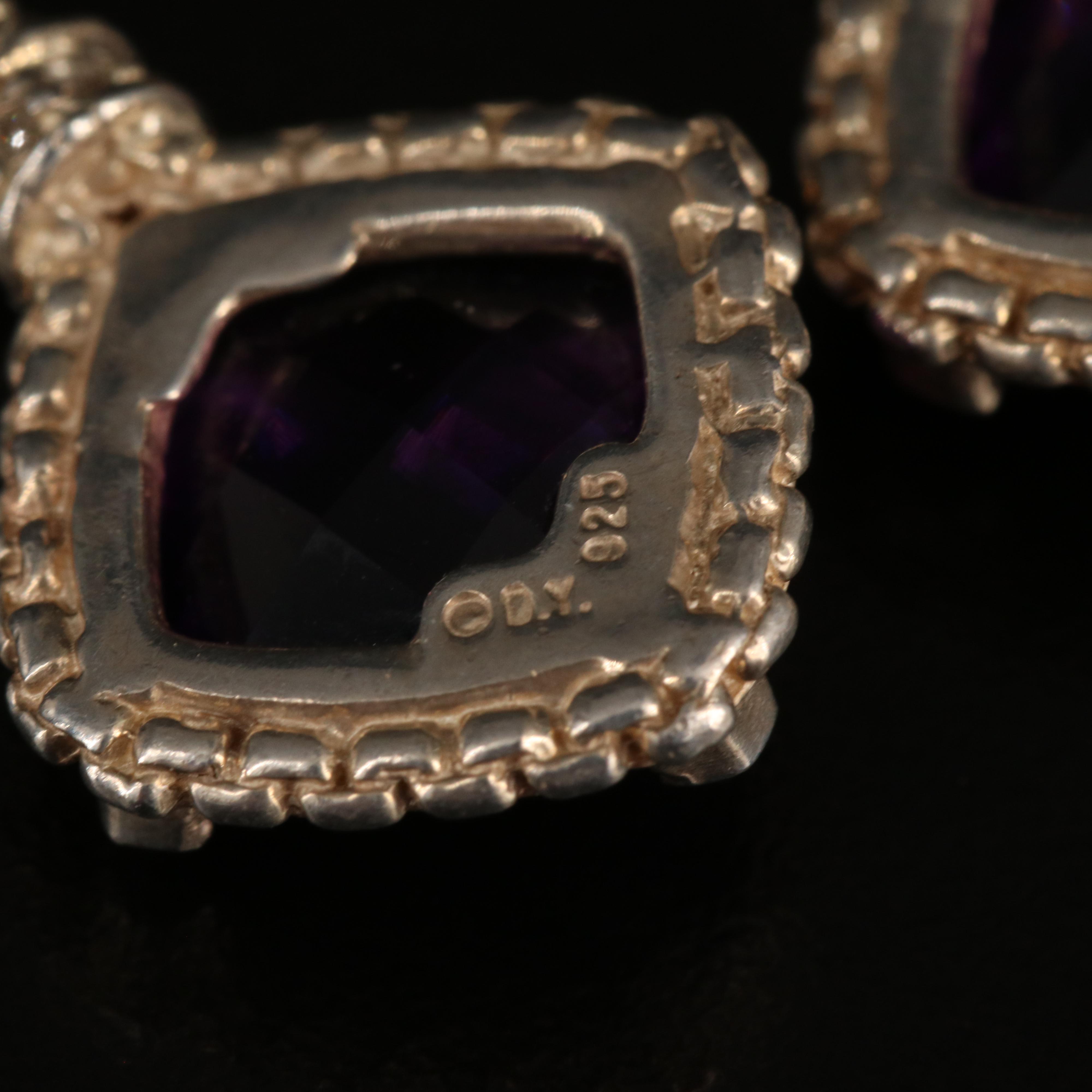 Sterling Amethyst and Diamond Earrings with 14K Accents