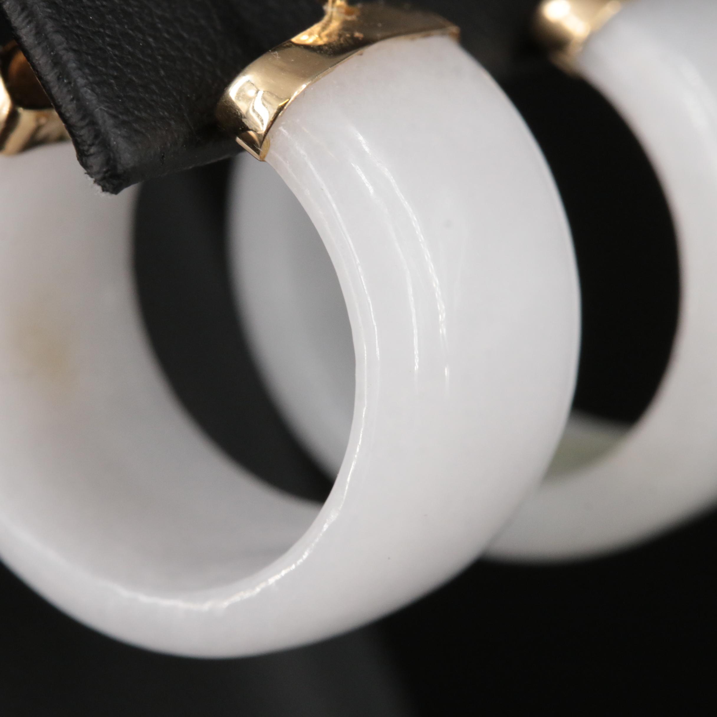 14K Carved Jadeite Hoop Earrings