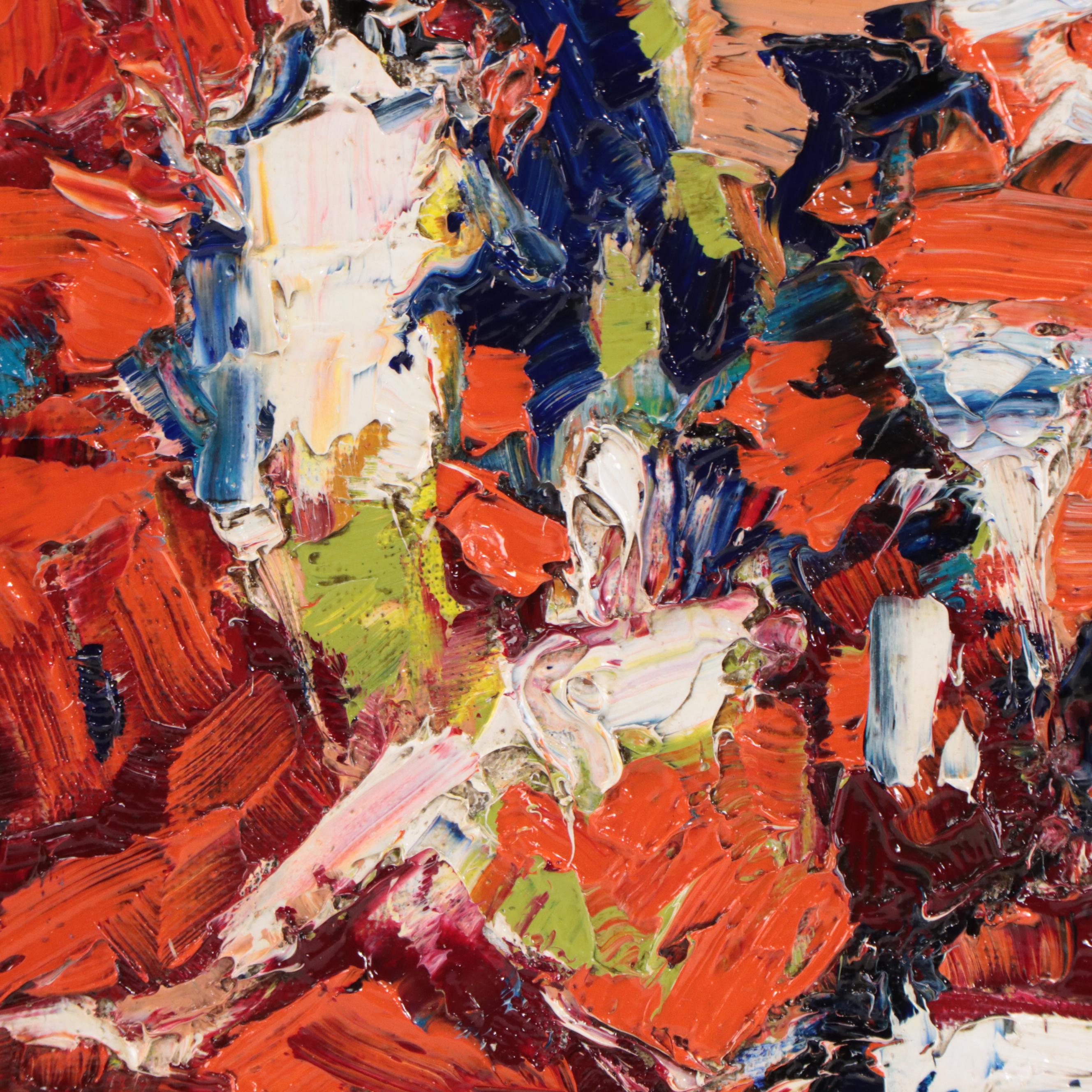 Serguei Novitchkov Abstract Impasto Oil Painting "Golden Nights," 21st Century