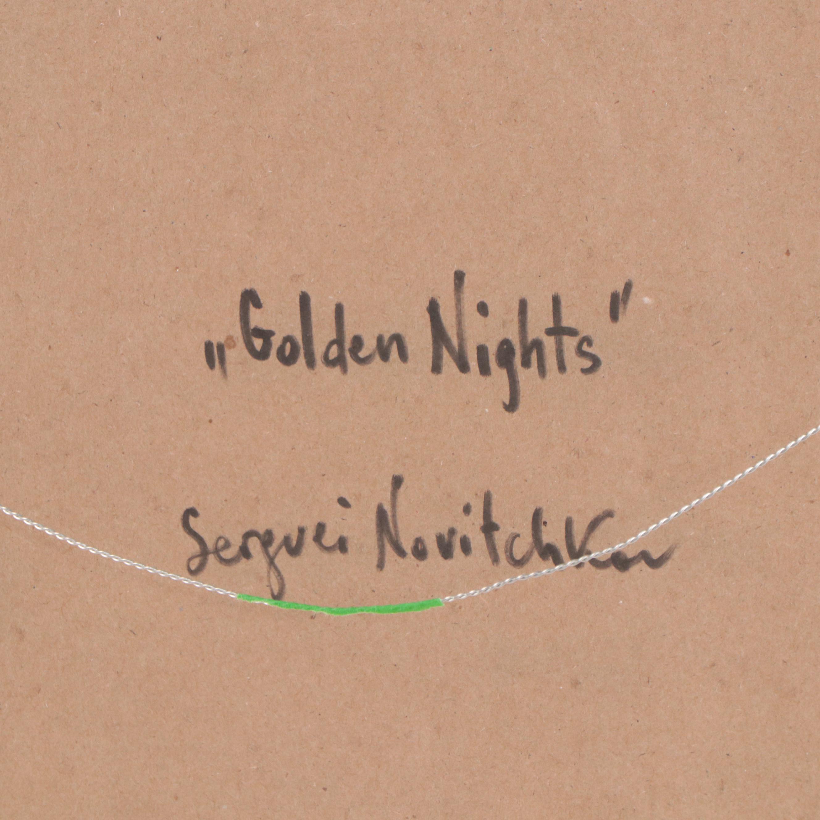 Serguei Novitchkov Abstract Impasto Oil Painting "Golden Nights," 21st Century