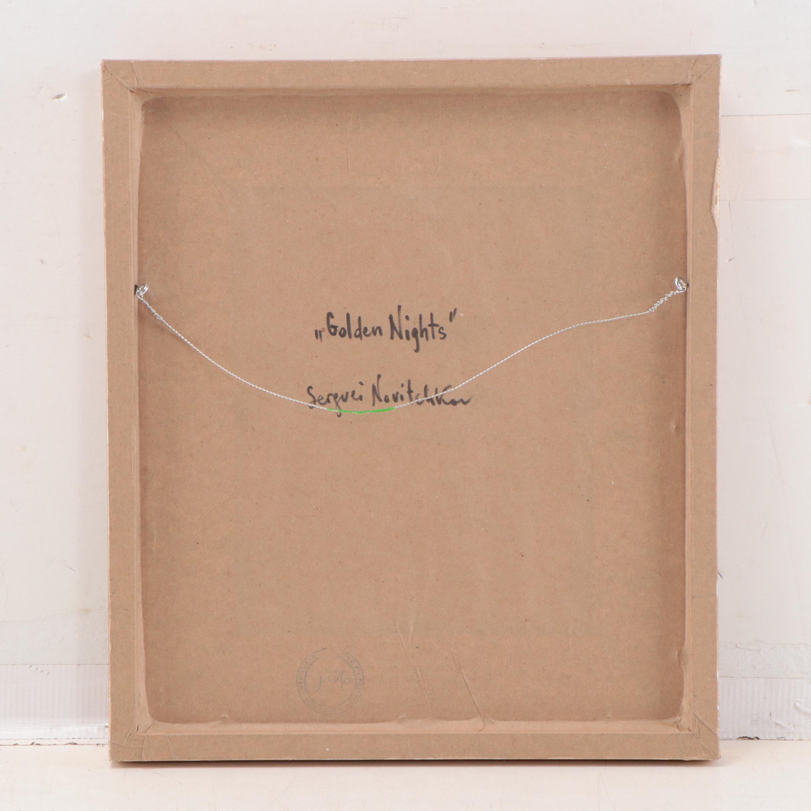 Serguei Novitchkov Abstract Impasto Oil Painting "Golden Nights," 21st Century