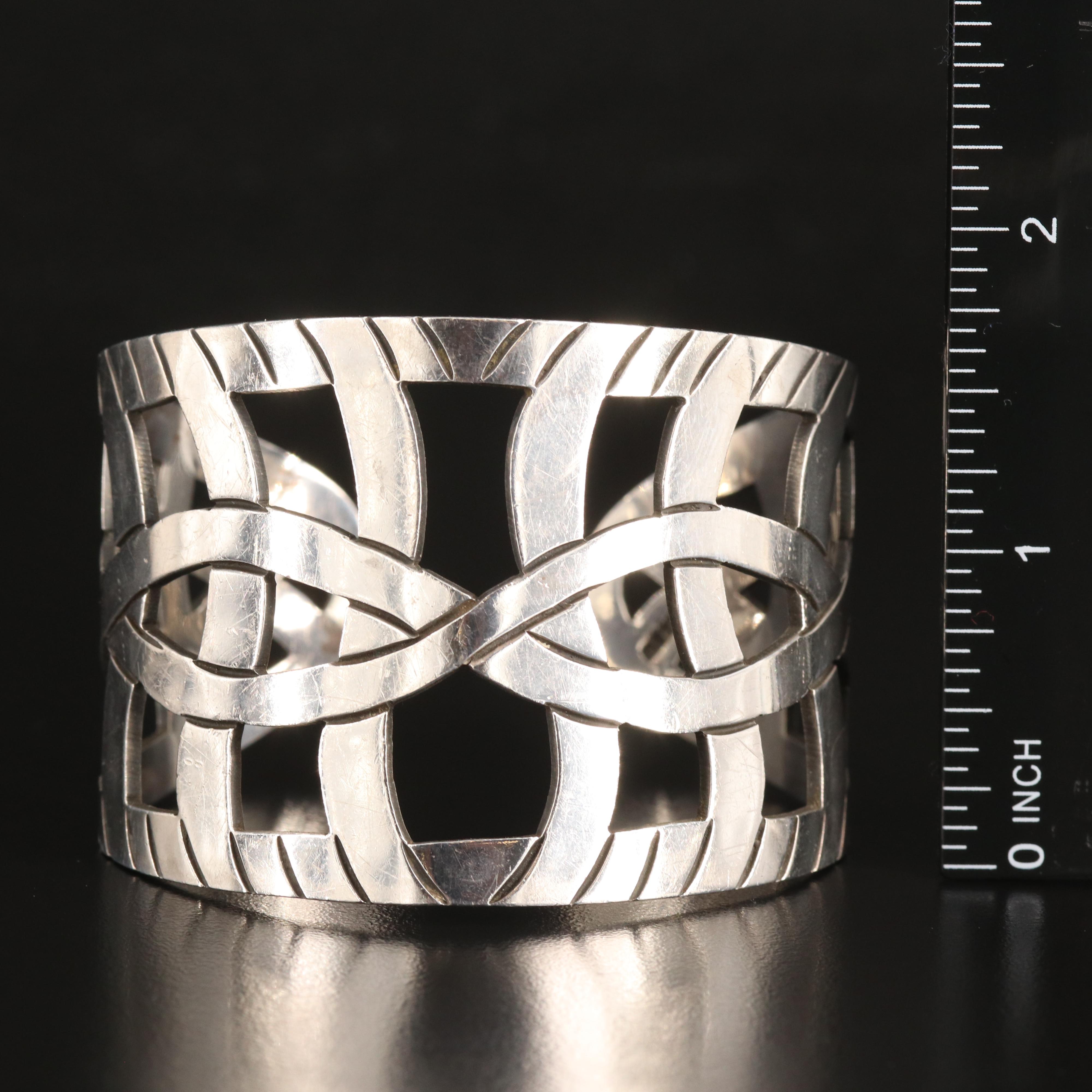 Mexico Sterling Openwork Braid Detail Cuff
