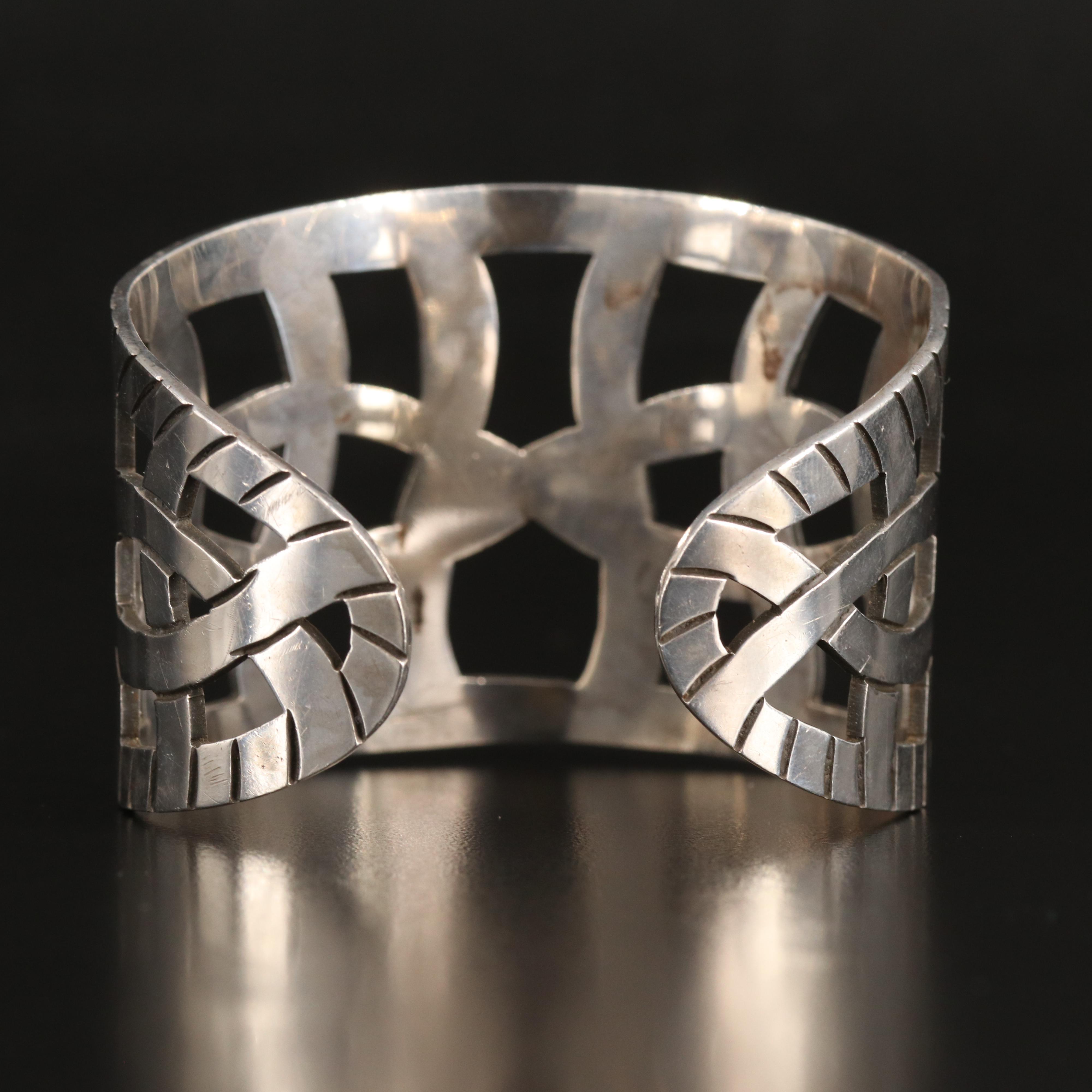 Mexico Sterling Openwork Braid Detail Cuff
