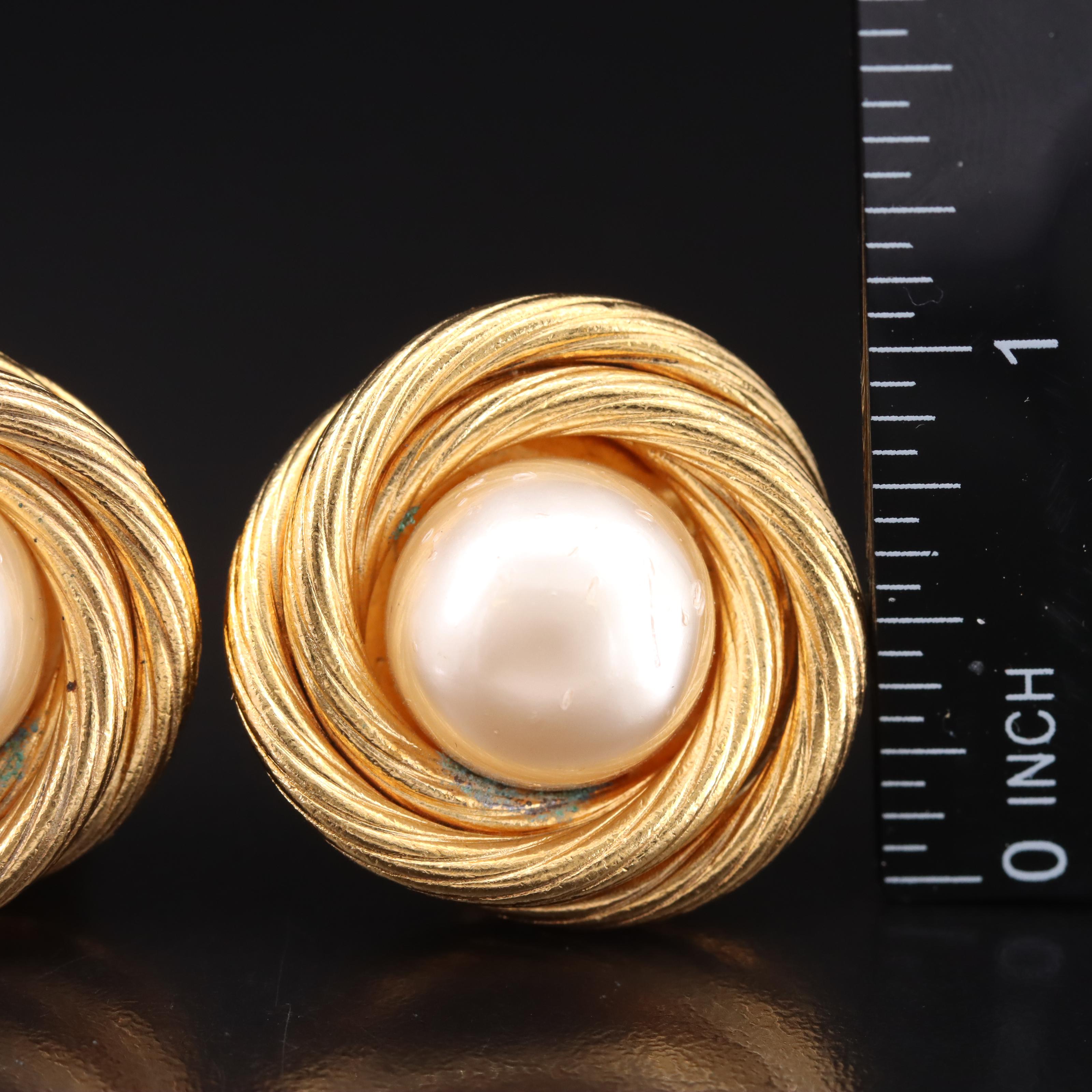 Chanel Imitation Pearl Clip On Earrings