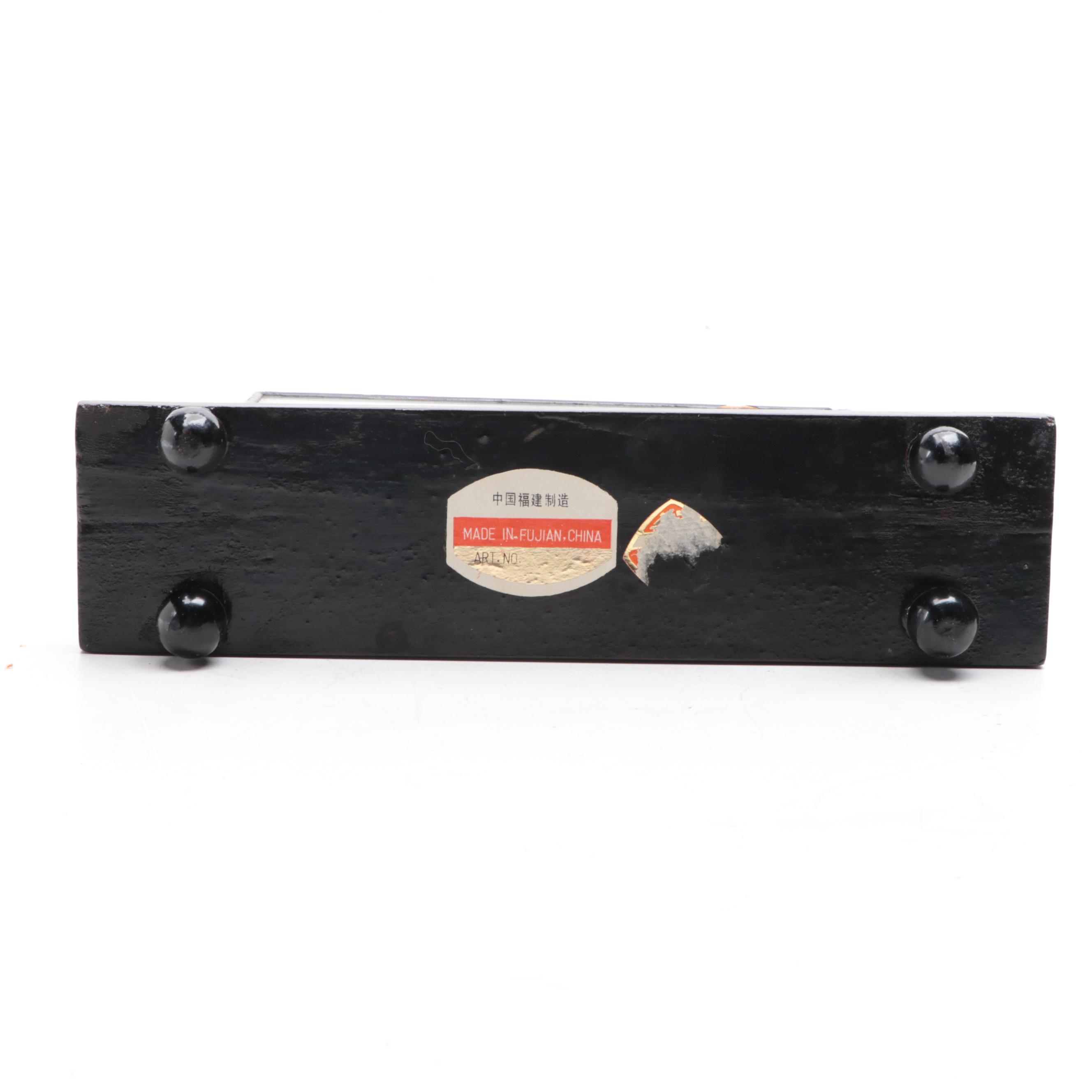 Chinese Carved Cork Temple Scene with Metal Table Décor