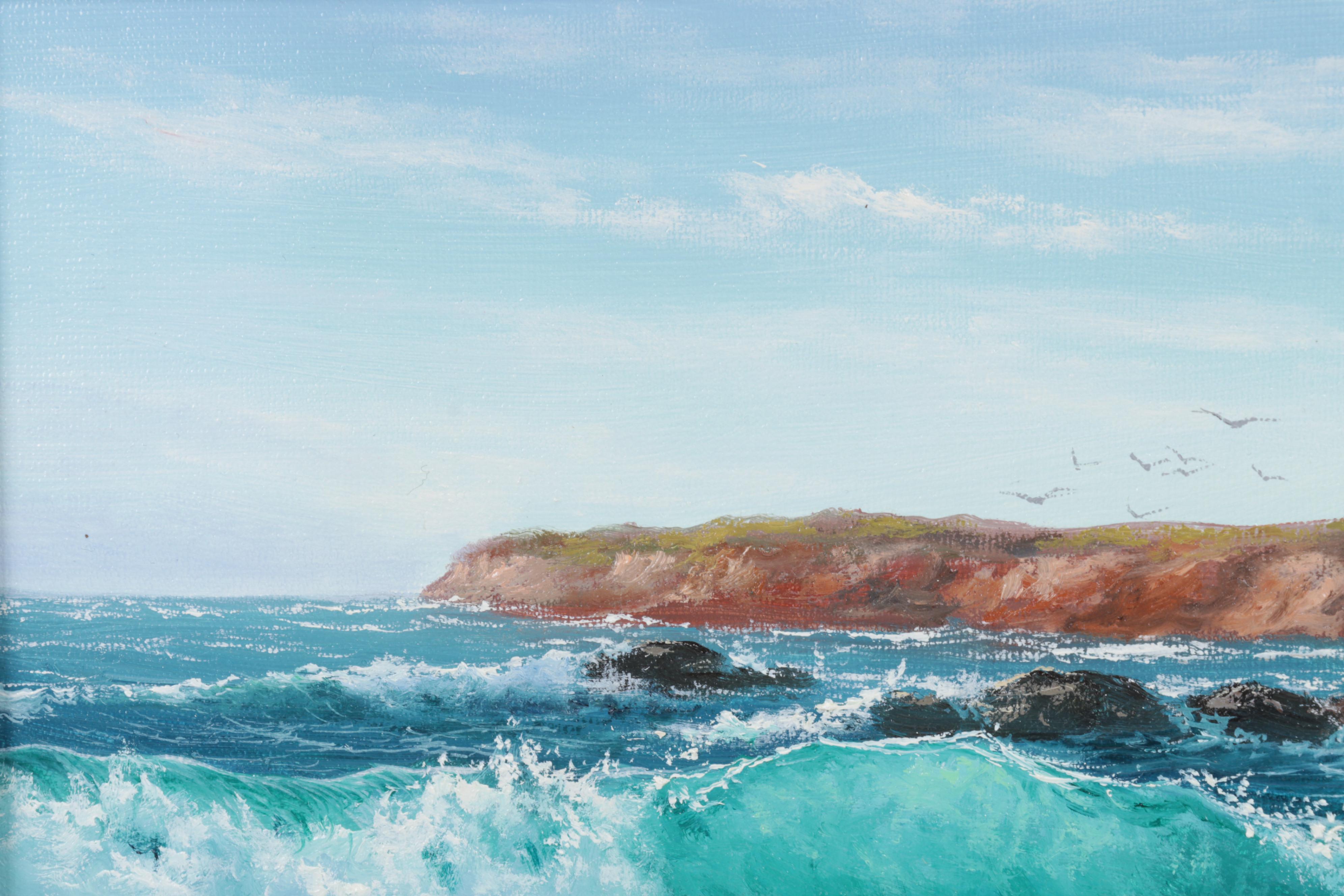 Jevgenijus Litvinas Seascape Oil Painting "Coastal Waves," 2022