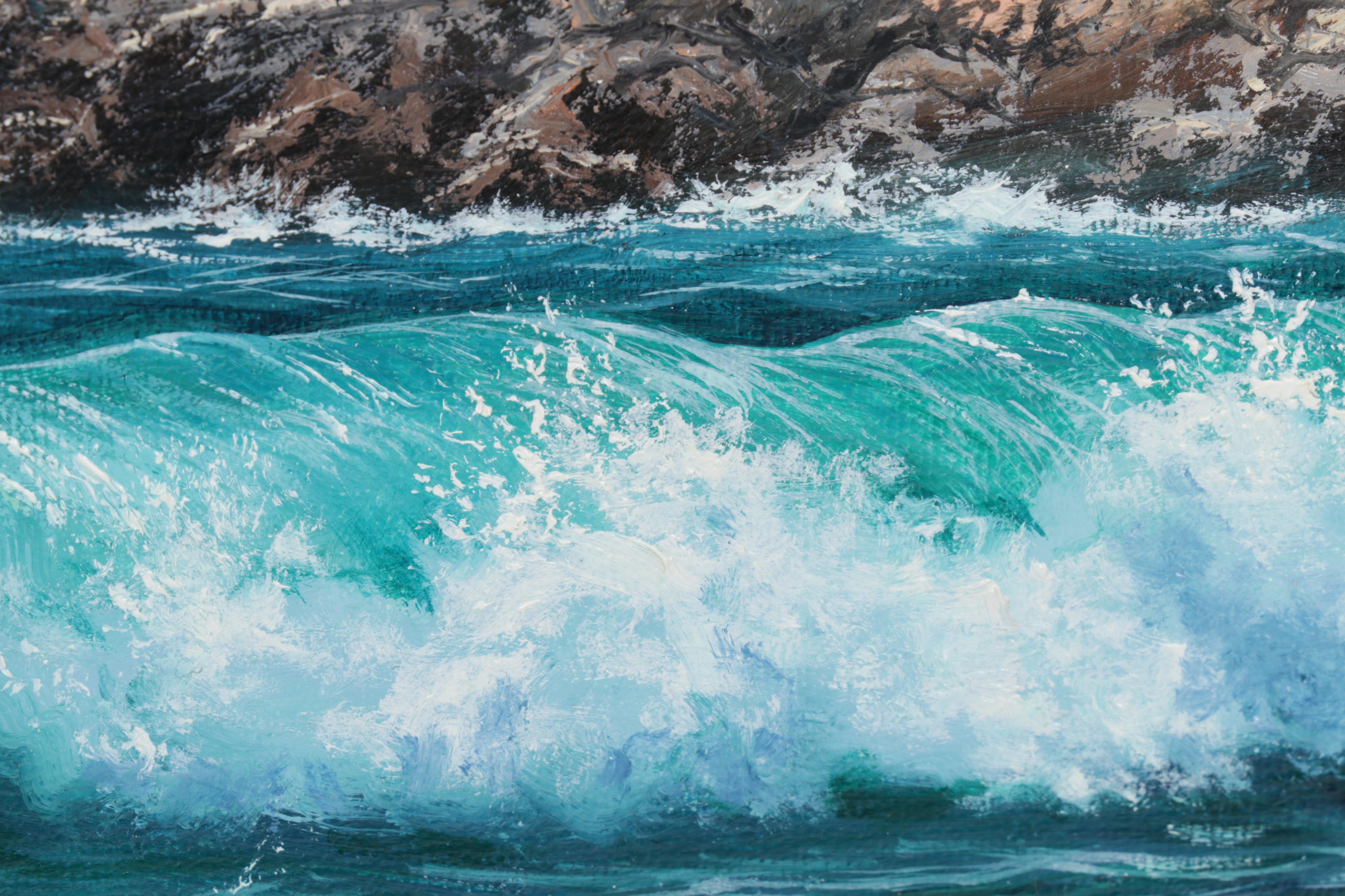Jevgenijus Litvinas Seascape Oil Painting "Coastal Waves," 2022