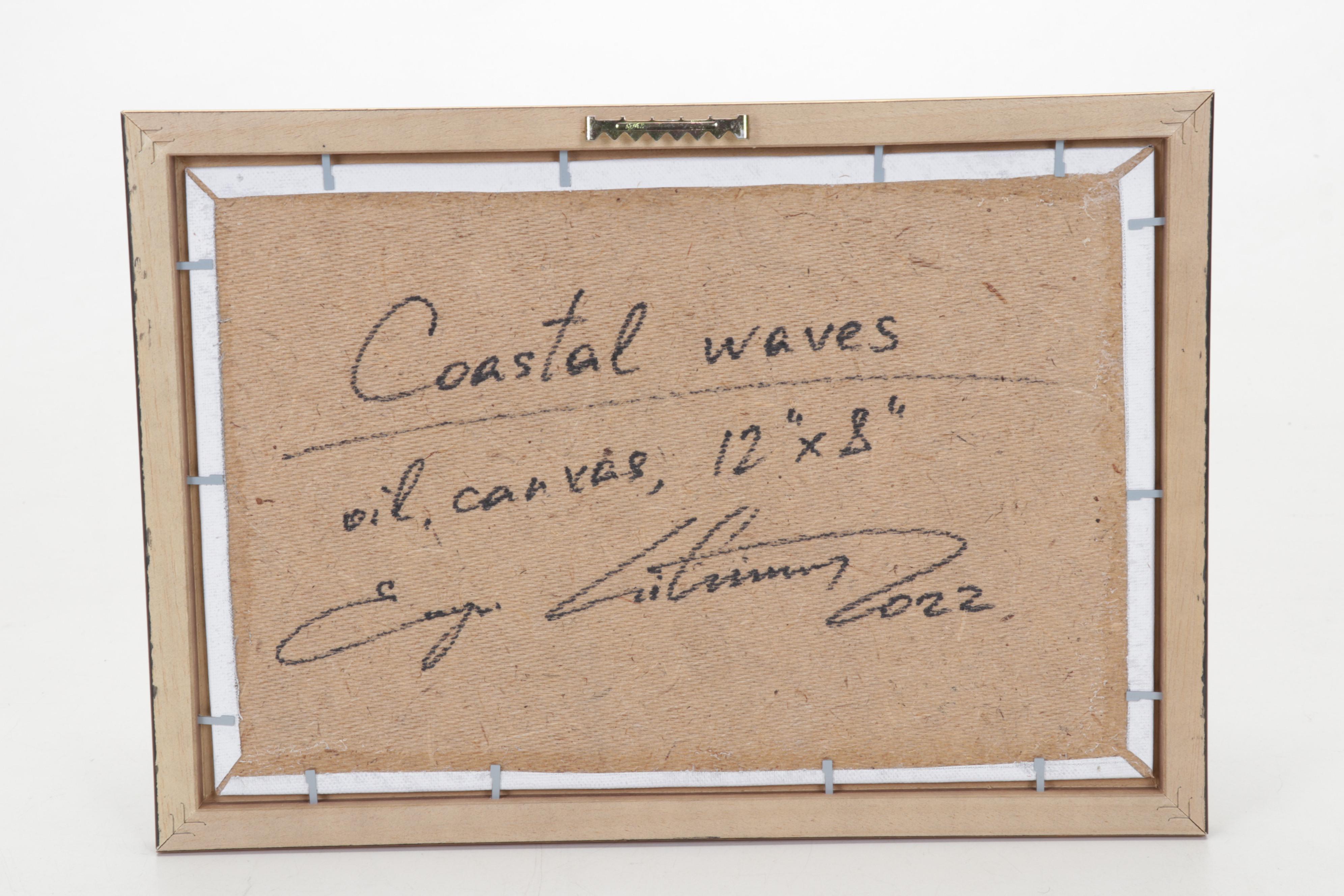 Jevgenijus Litvinas Seascape Oil Painting "Coastal Waves," 2022