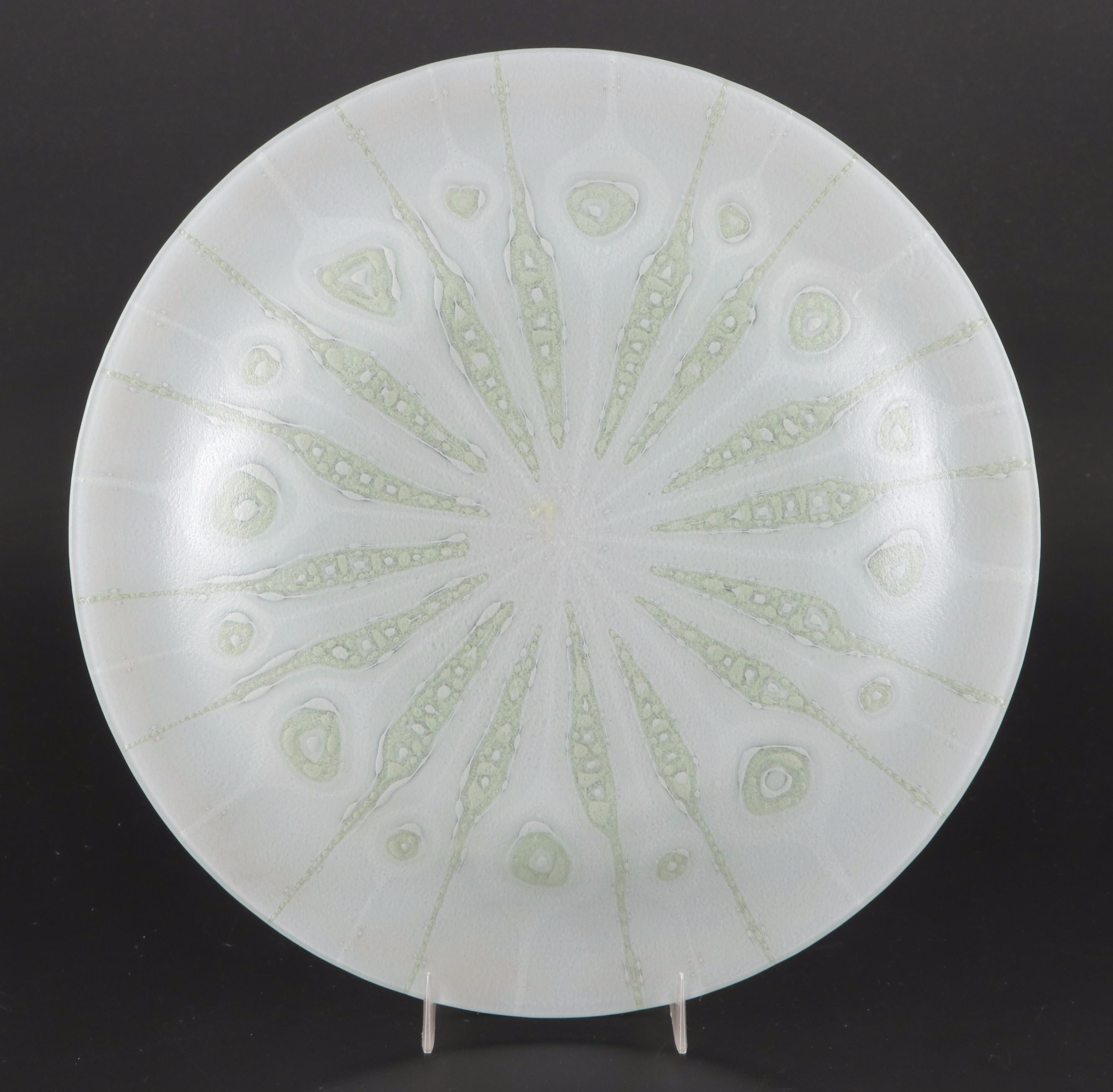 Mid Century Modern Higgins Fused Glass Plate with Other Glass Tableware