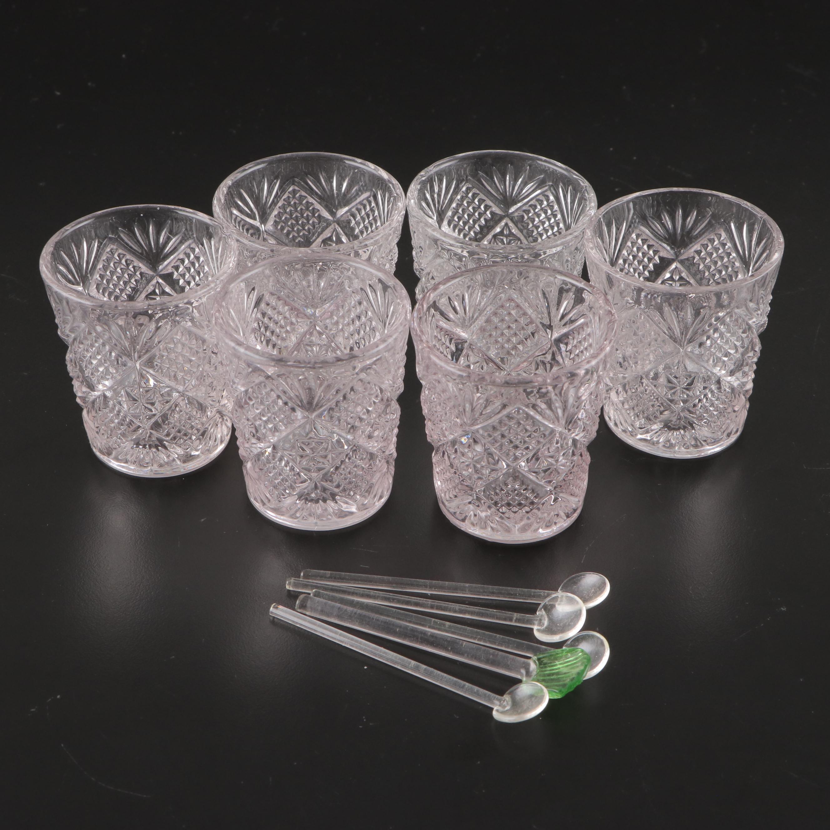 Mid Century Modern Higgins Fused Glass Plate with Other Glass Tableware