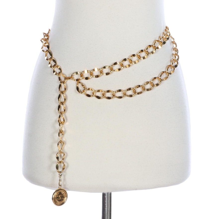 Chanel Medallion Chain Link Belt in Gold-Tone Metal with Box
