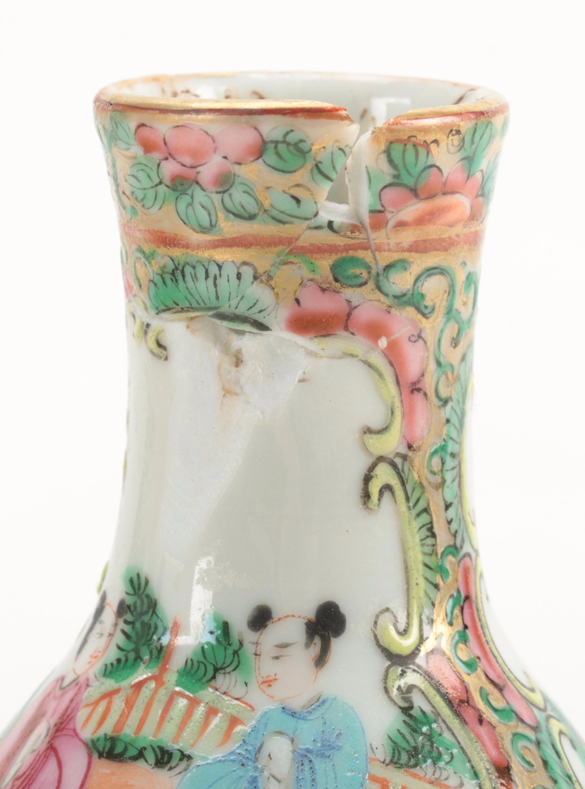 Chinese Export Porcelain Rose Medallion Vases and Tableware