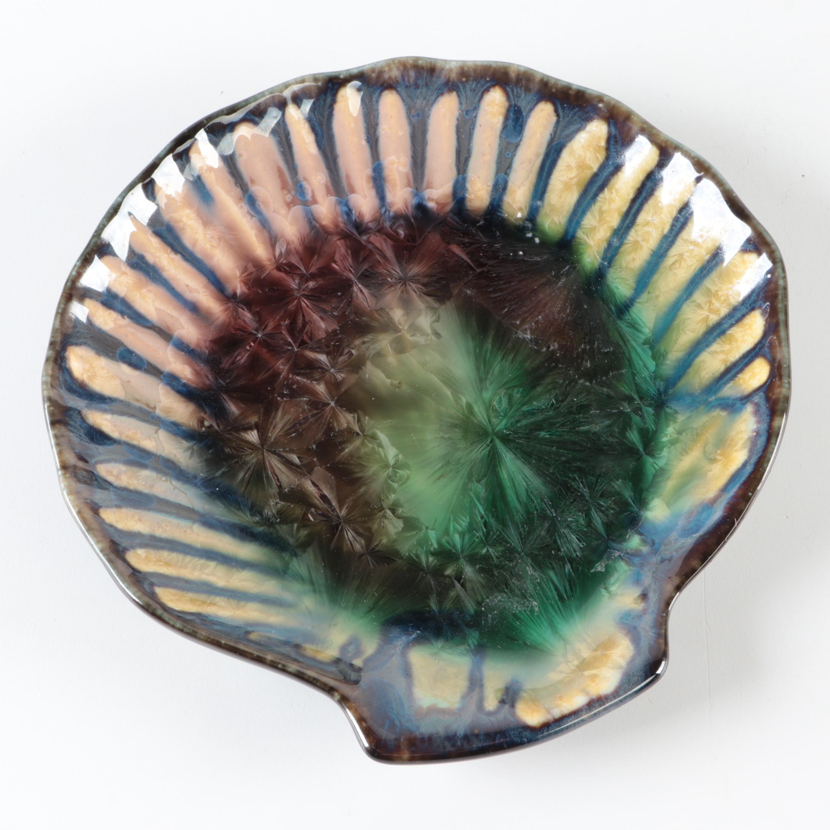 Edgewood Potteries Crystalline Glazed Shell Shaped Dishes